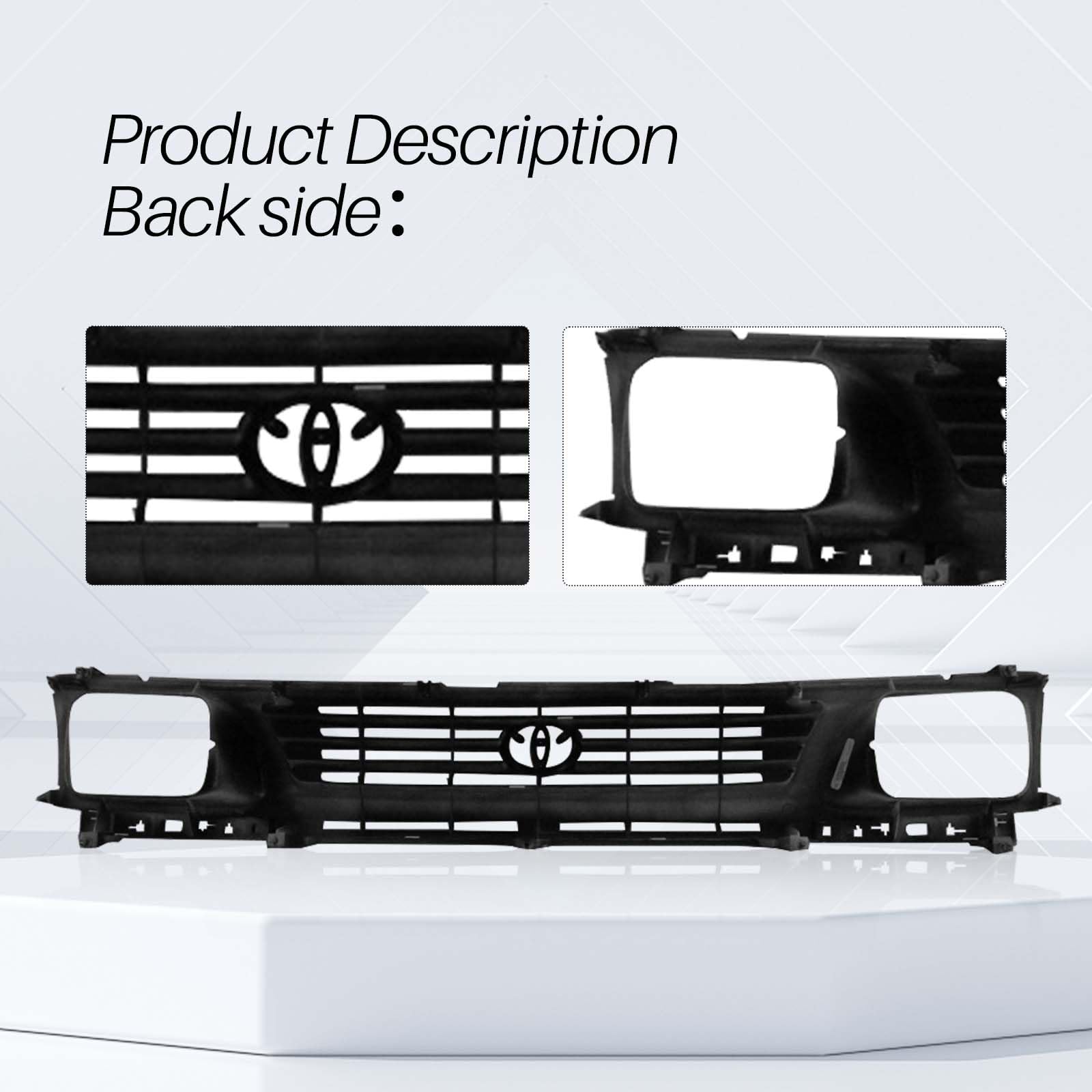 Perfit Liner Front Grille Grill - Gray Shell with Black Insert - Compatible with 1995-1996 Toyota Tacoma Pickup Truck (2WD) - Perfect for Off-Roading & Truck Customization - Fits Part Numbers TO1200194 & 5310035290