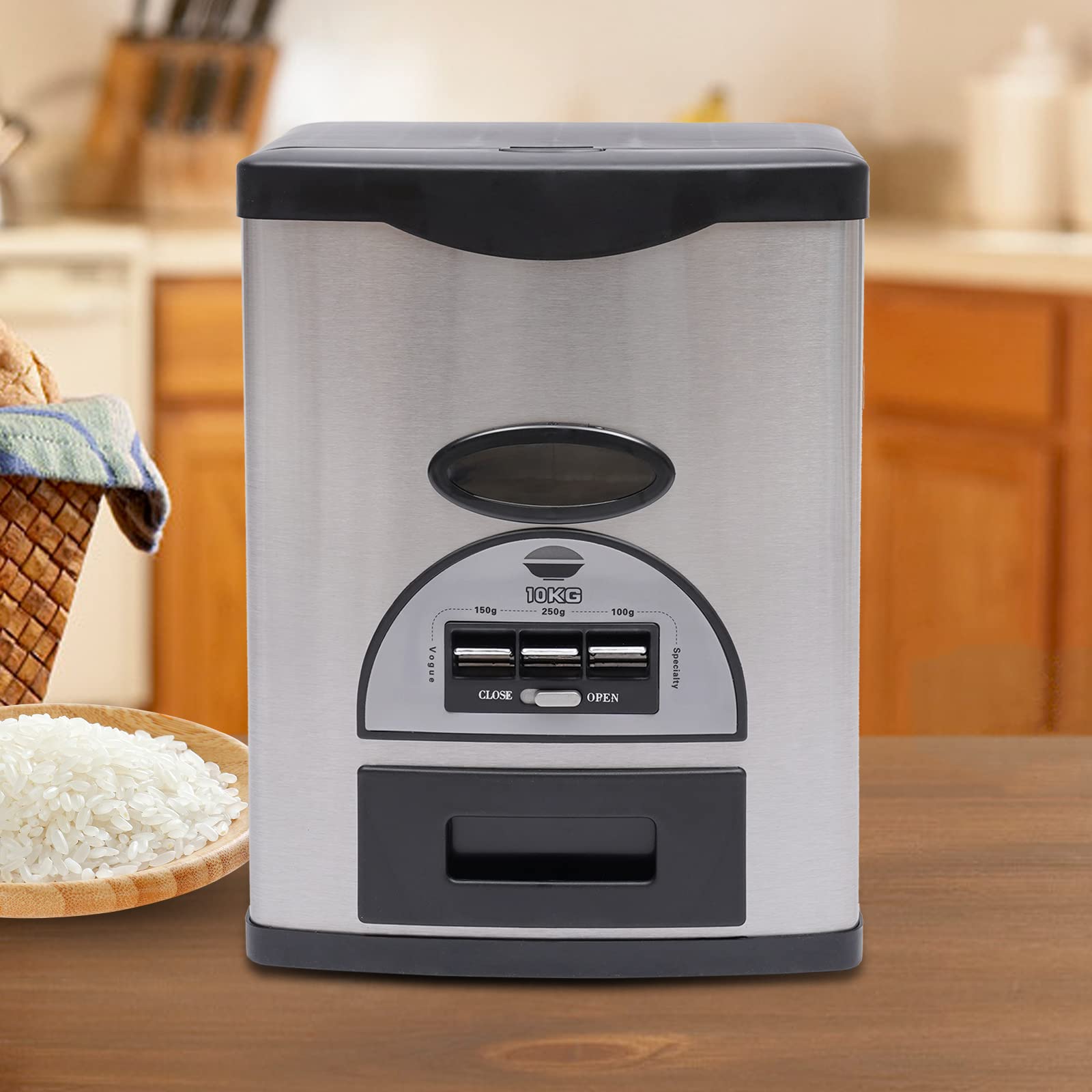 LOYALHEARTDY Automatic Rice Dispenser - 5L/20 Cup Sealed Grain Storage Container with Measuring Cup | Airtight Bulk Food Storage for Kitchen, Pantry & Restaurant | Perfect for Rice, Flour, Sugar & Dry Goods Organization