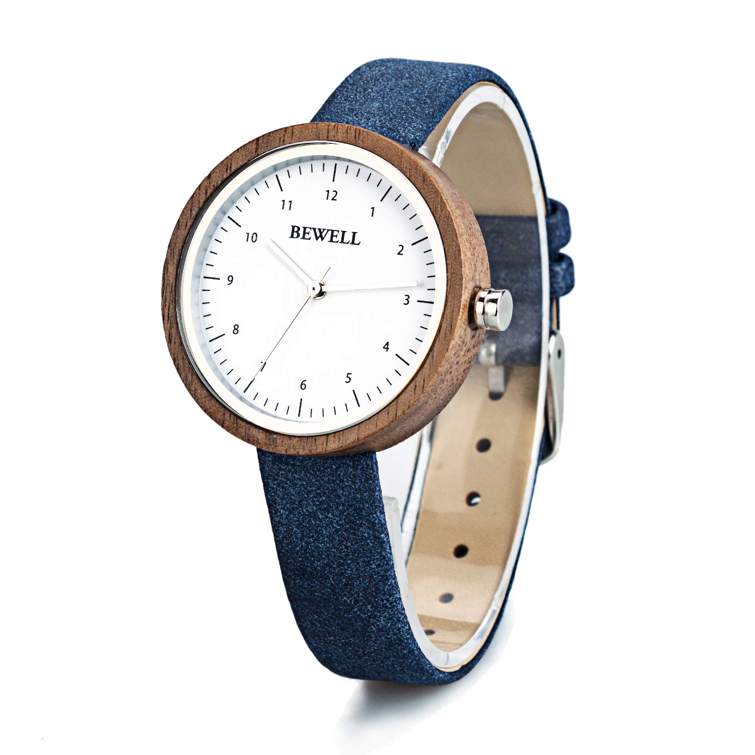 BEWELL Wooden Watch for Women - Simple White Dial, Quartz Movement, Eco-Friendly Wooden Wristwatch | Perfect for Casual Wear, Outdoor Activities & Sustainable Fashion