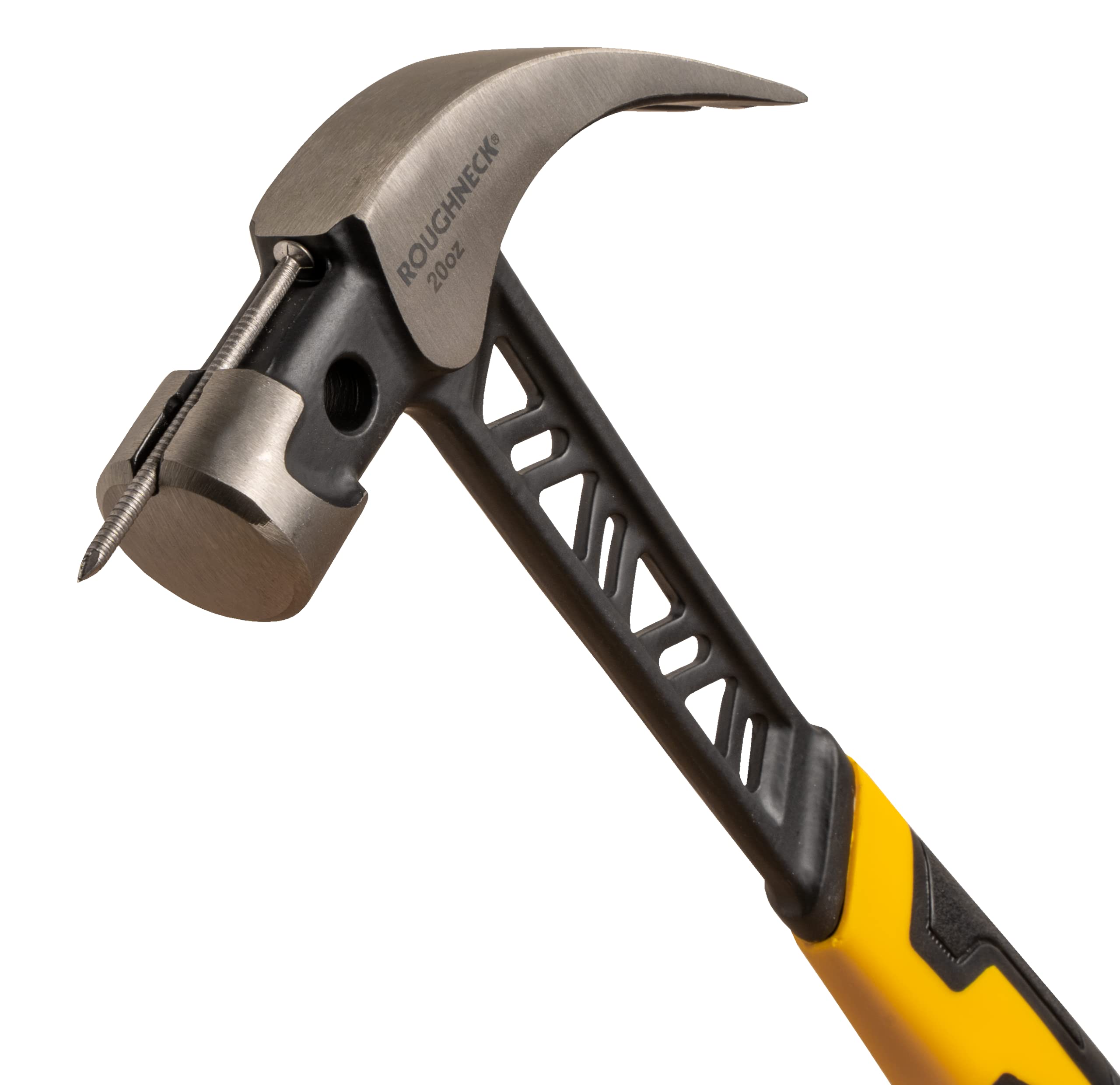 Roughneck® Gorilla V-Series 20oz Claw Hammer - Heavy Duty Steel Construction with Shock Reduction Grip - Perfect for Construction, Carpentry, and DIY Home Improvement Projects