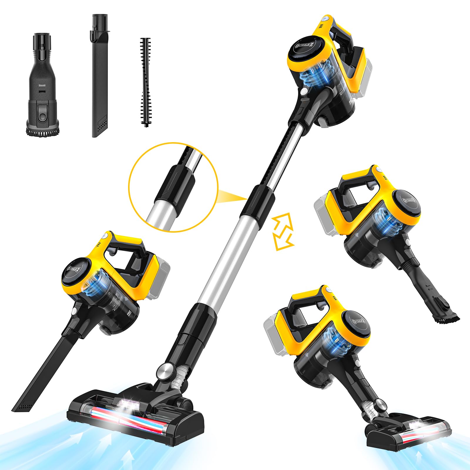 **DeWALT 20V Cordless Stick Vacuum Cleaner (No Battery Included) - 30kPa Lightweight, 2-Mode Suction, 180° Bendable Wand for Hard Floors, Pet Hair, Car & Carpet - Ideal for Quick Cleanups & Tight Spaces (250W)**