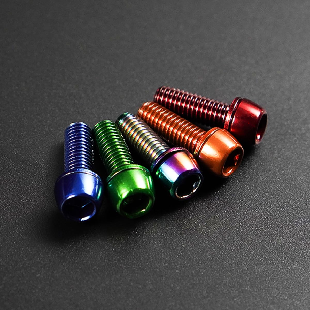 Premium CNC MTB Caliper Bolts - M6x18mm High-Strength Steel Alloy Bike Disc Brake Bolts (6-Piece Set) - Red/Orange/Green/Blue/Rainbow Colors - Perfect for Mountain Biking & Road Cycling Upgrades