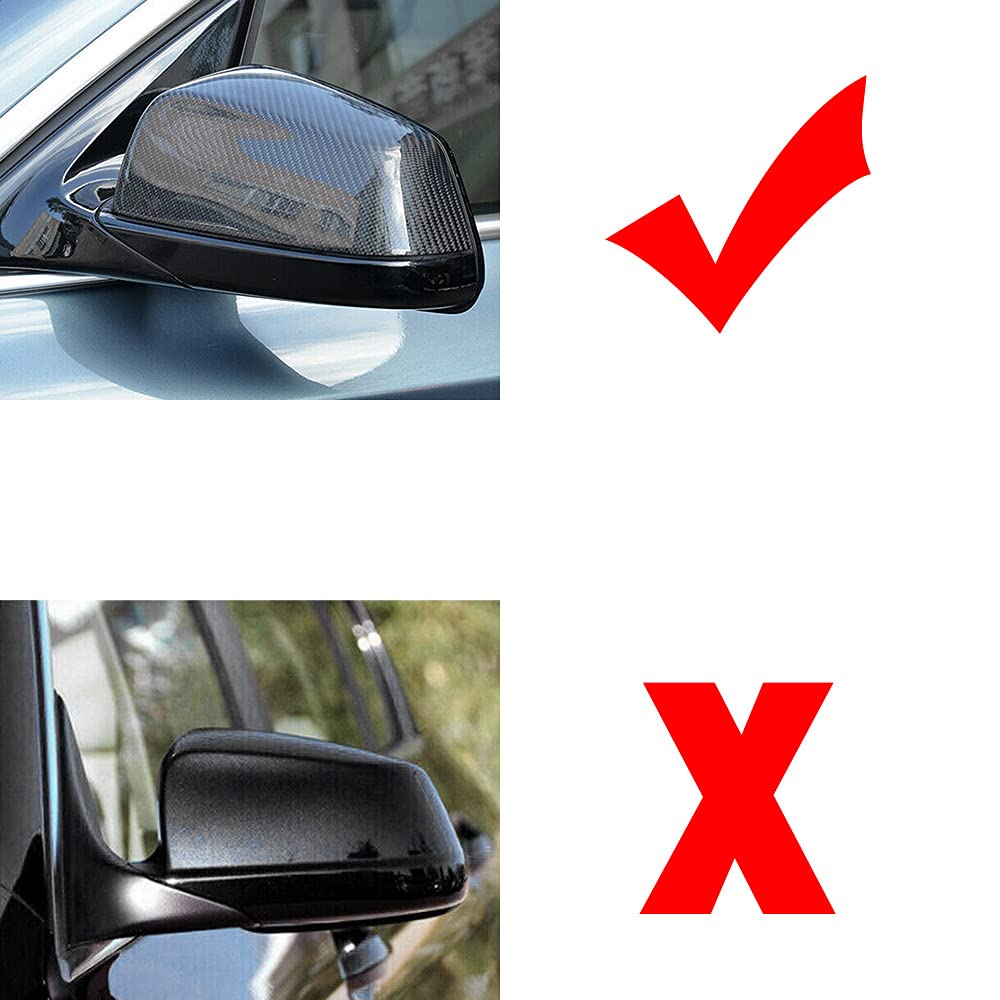 2X Carbon Fiber Glossy Black ABS Grille & Mirror Covers Compatible with 2008-2010 BMW 5 Series E60 E61 Facelift - Upgrade Your Car's Exterior Style