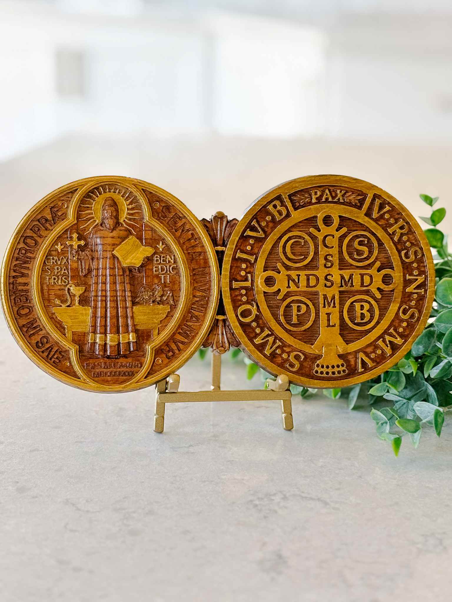 St. Benedict Medal Wooden Plaque - Catholic Religious Wall Decor for Home, Office & Church - Protection Against Evil & Spiritual Blessings