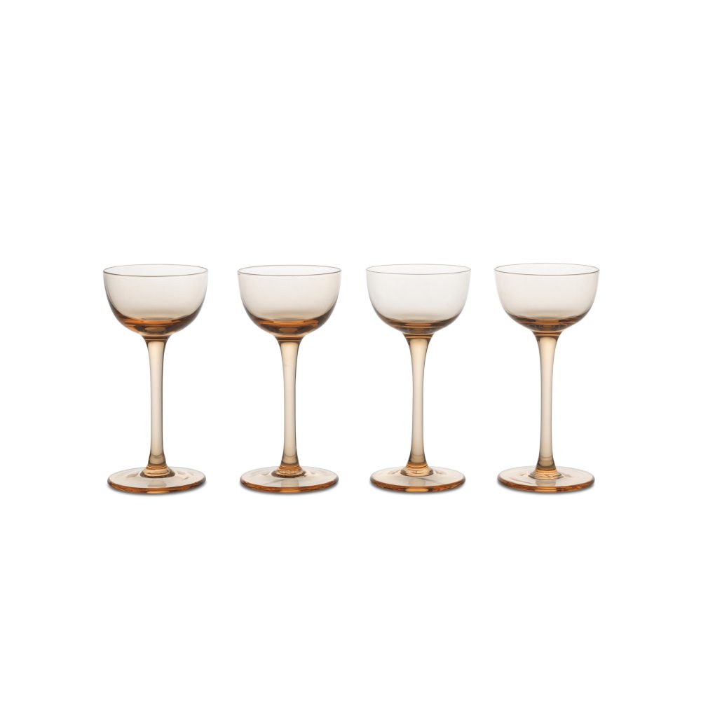 FERM LIVING Host Liqueur Glasses Set of 4 - Elegant Blush Pink Crystal Cordial Glasses for Cocktails, Dessert Wines & Entertaining - Perfect for Dinner Parties, Wedding Gifts & Home Bar Decor