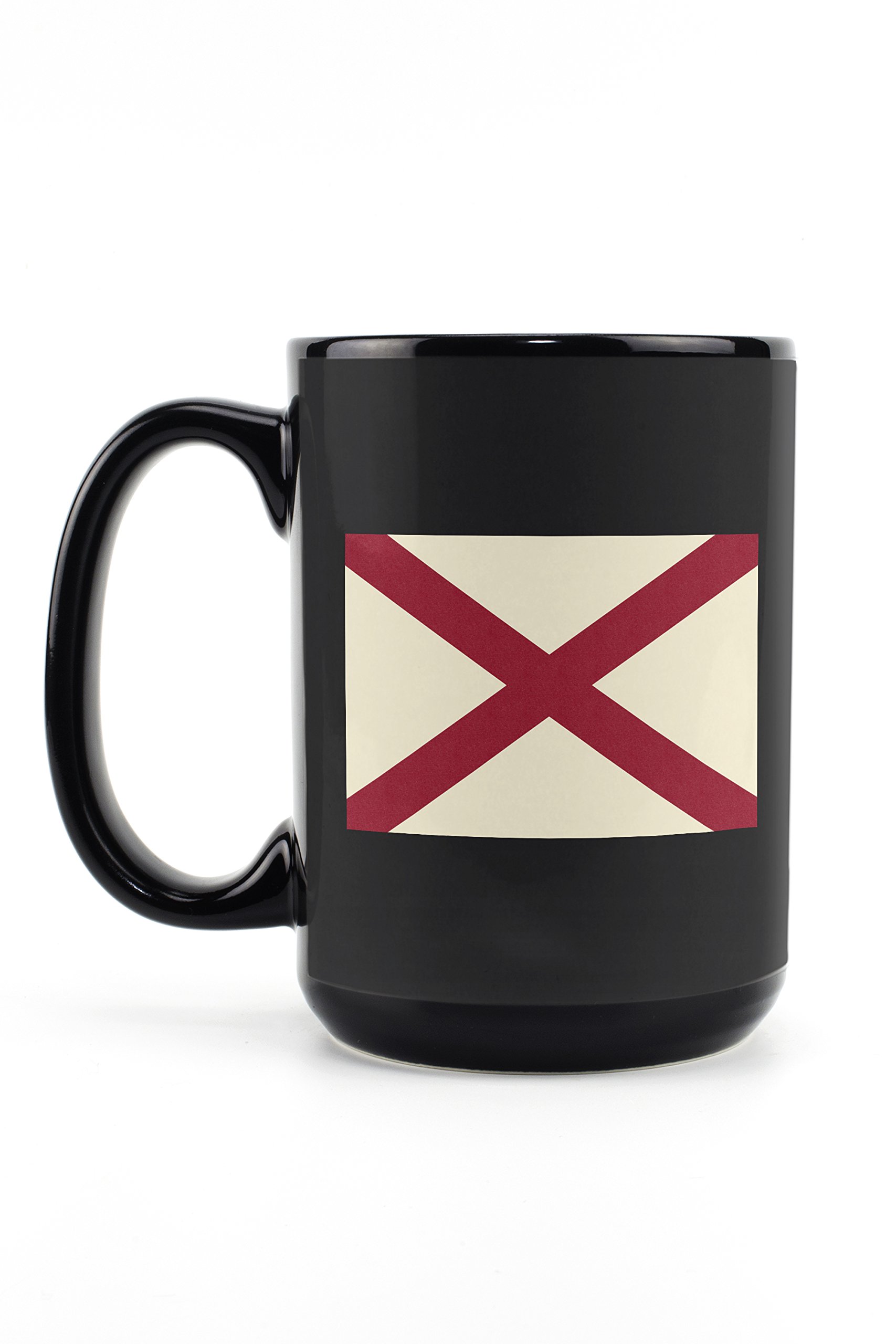 Alabama State Flag Letterpress Mug - 15oz Black Ceramic Coffee & Tea Cup | Dishwasher & Microwave Safe | Perfect for Home, Office & Gifts