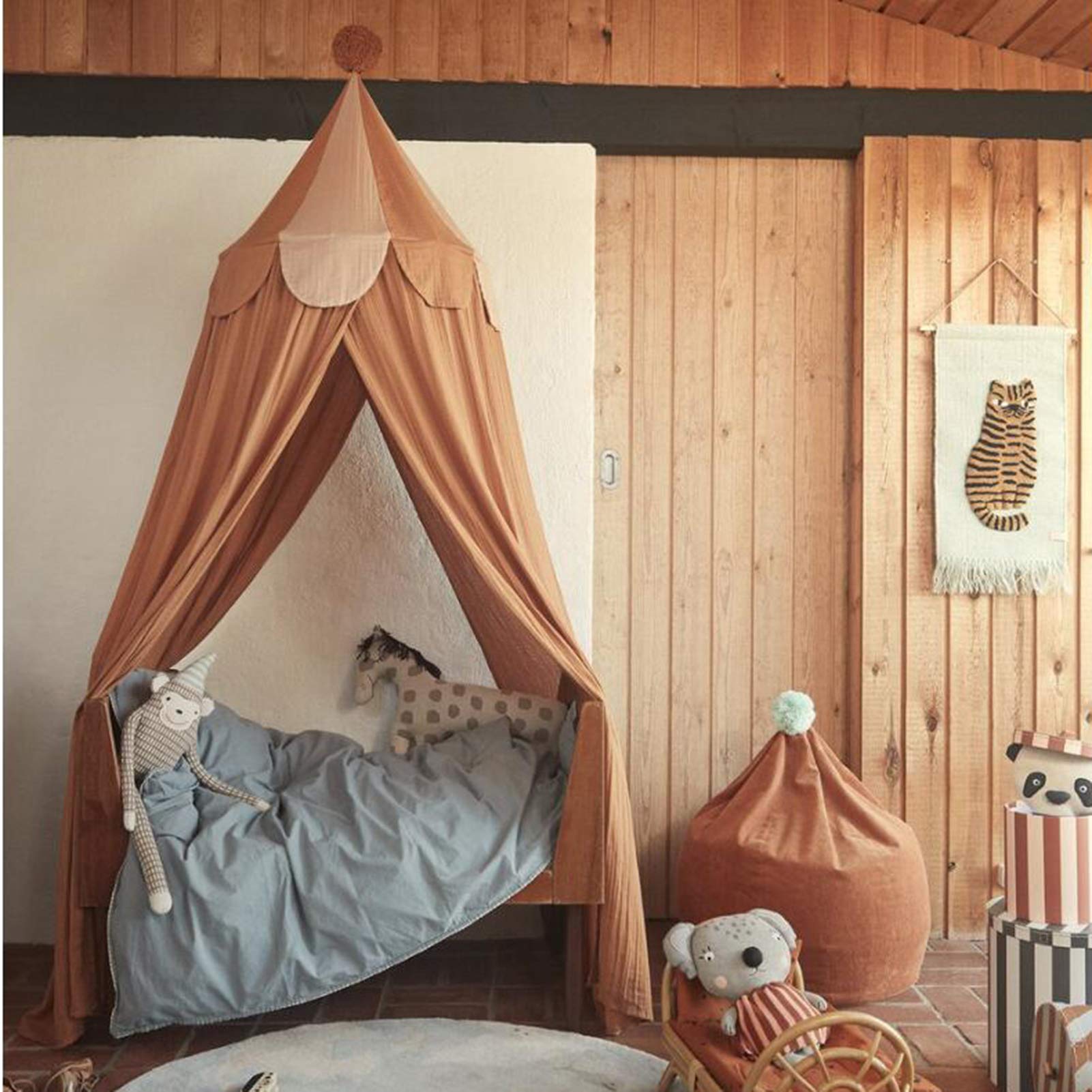 **Princess Castle Bed Canopy for Kids - Round Hanging Play Tent & Reading Nook Canopy, Orange (50 x 240cm) - Perfect for Bedrooms, Playrooms & Dreamy Hideaways**