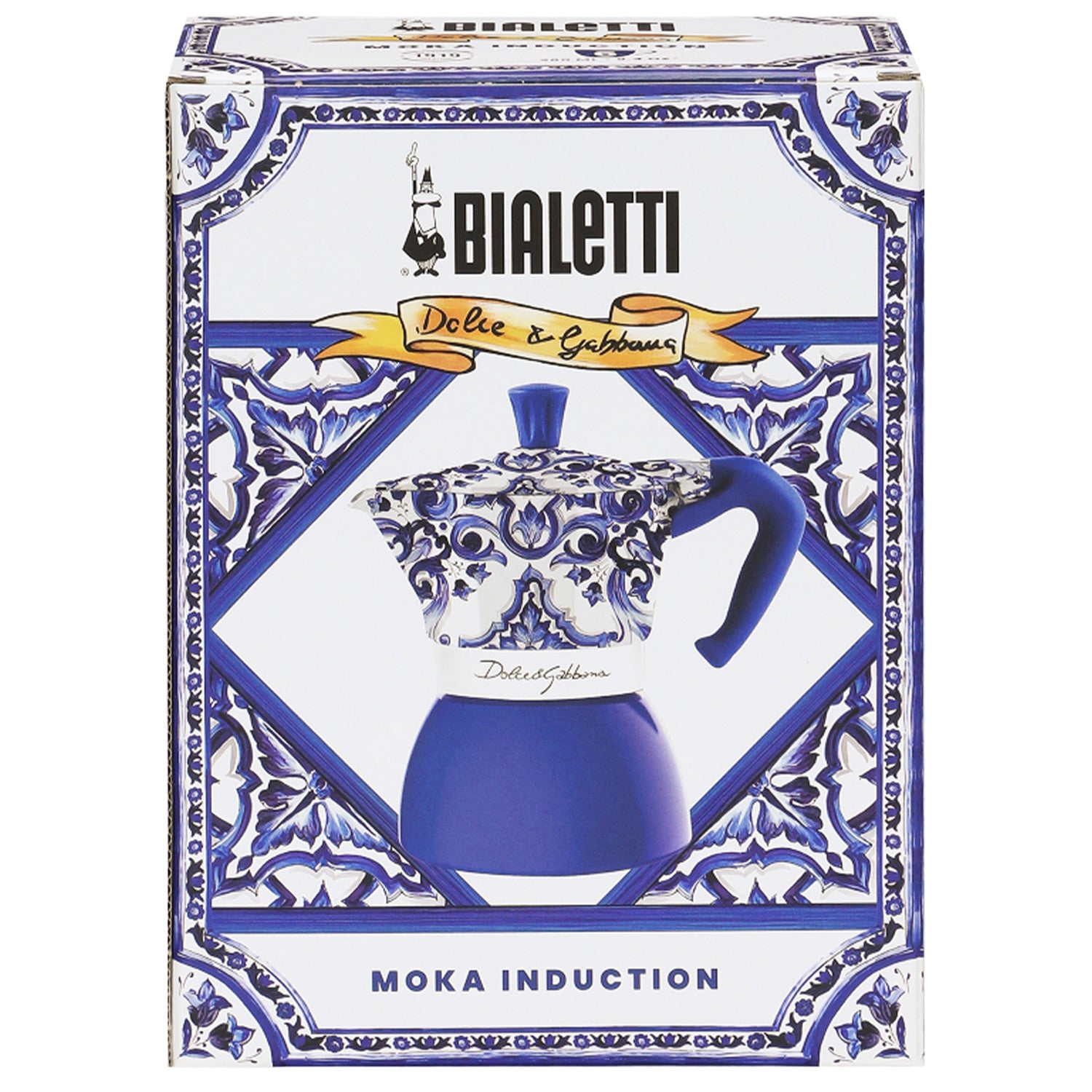 Bialetti Dolce&Gabbana Moka Induction 6 Cup Stovetop Espresso Maker, Mediterranean Blue - Perfect for Home, Office & Italian Coffee Lovers