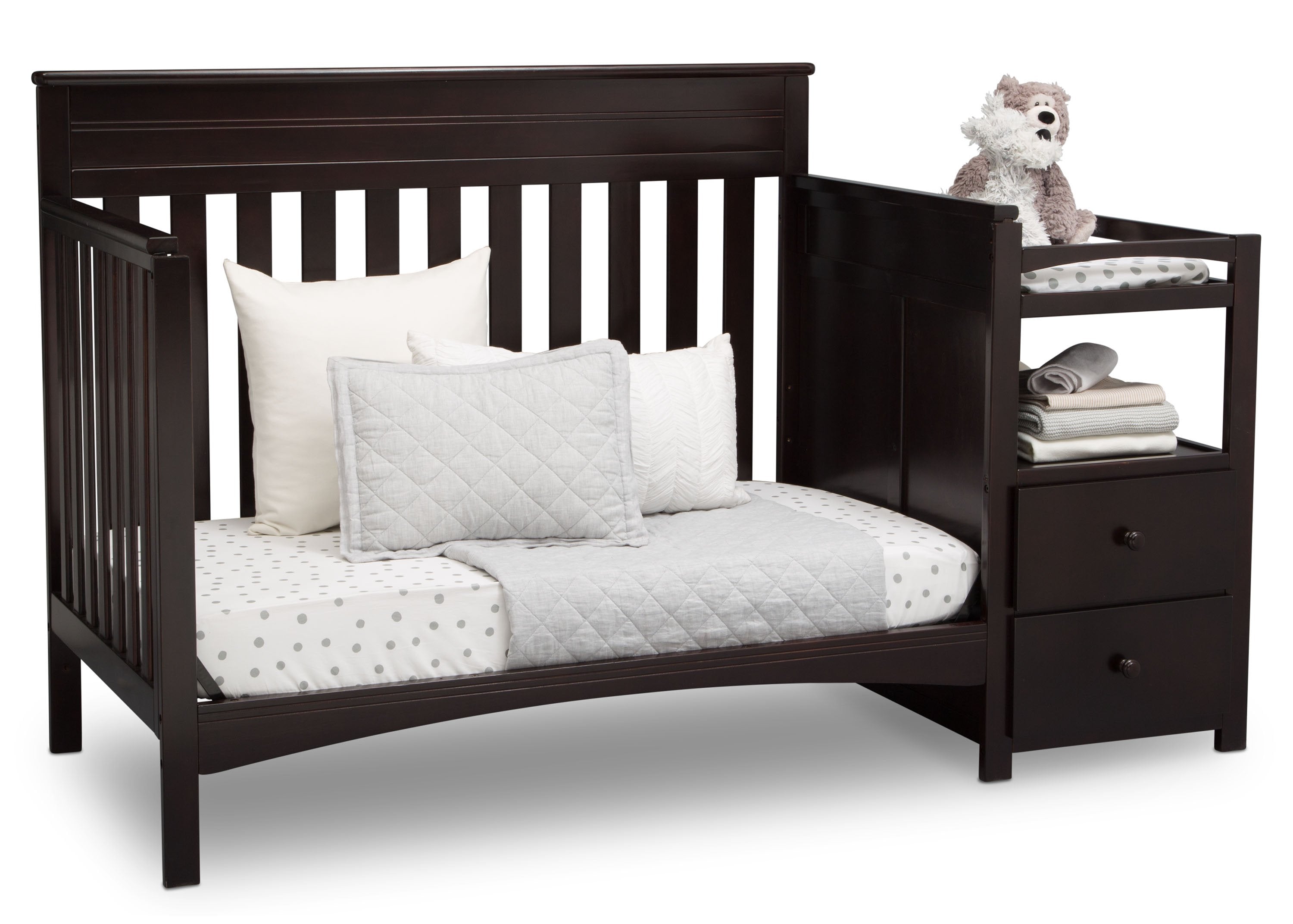 Presley 4-in-1 Convertible Baby Crib with Changing Table - Toddler Bed, Daybed & Full Size Bed Conversion - Nursery Furniture for Boys & Girls - Perfect for Small Spaces & Modern Nurseries