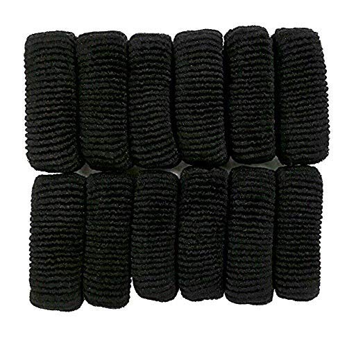 Vararo Black Rubber Hair Bands for Women - 12 Pack, No-Slip Elastic Hair Ties for Ponytails, Braids & Workouts - Soft & Gentle Hair Accessories for Daily Use, Sports & Salon Styling