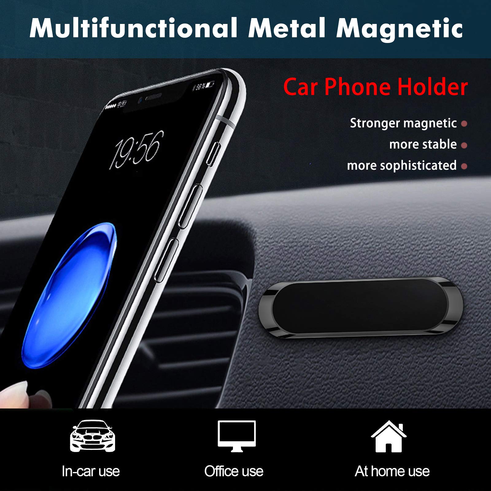 Xotic Tech Magnetic Car Phone Holder - Universal Dashboard & Desk Mount with Strong Mini Magnet for Fast Capture - Compatible with iPhone 15/14/13 Pro/Plus, Galaxy S23/S23+/S23 Ultra, Z Flip 5/Fold 5, LG G9/V60 - Secure Hands-Free Use While Driving, Working, or Traveling - Black