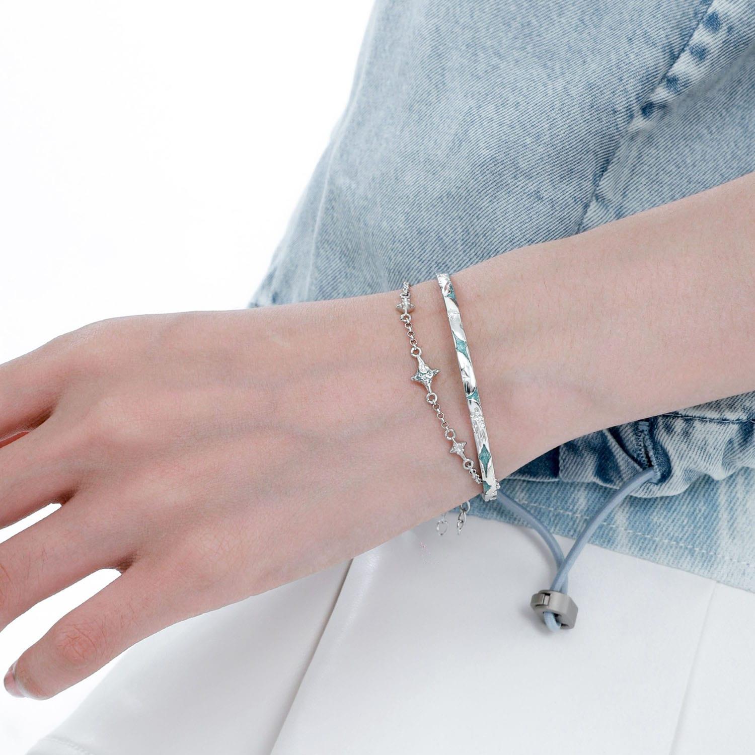 Starry Night Sterling Silver Pendant Detachable Bracelet - Elegant Adjustable Charm Bracelet for Women, Perfect Gift for Birthday, Anniversary & Special Occasions