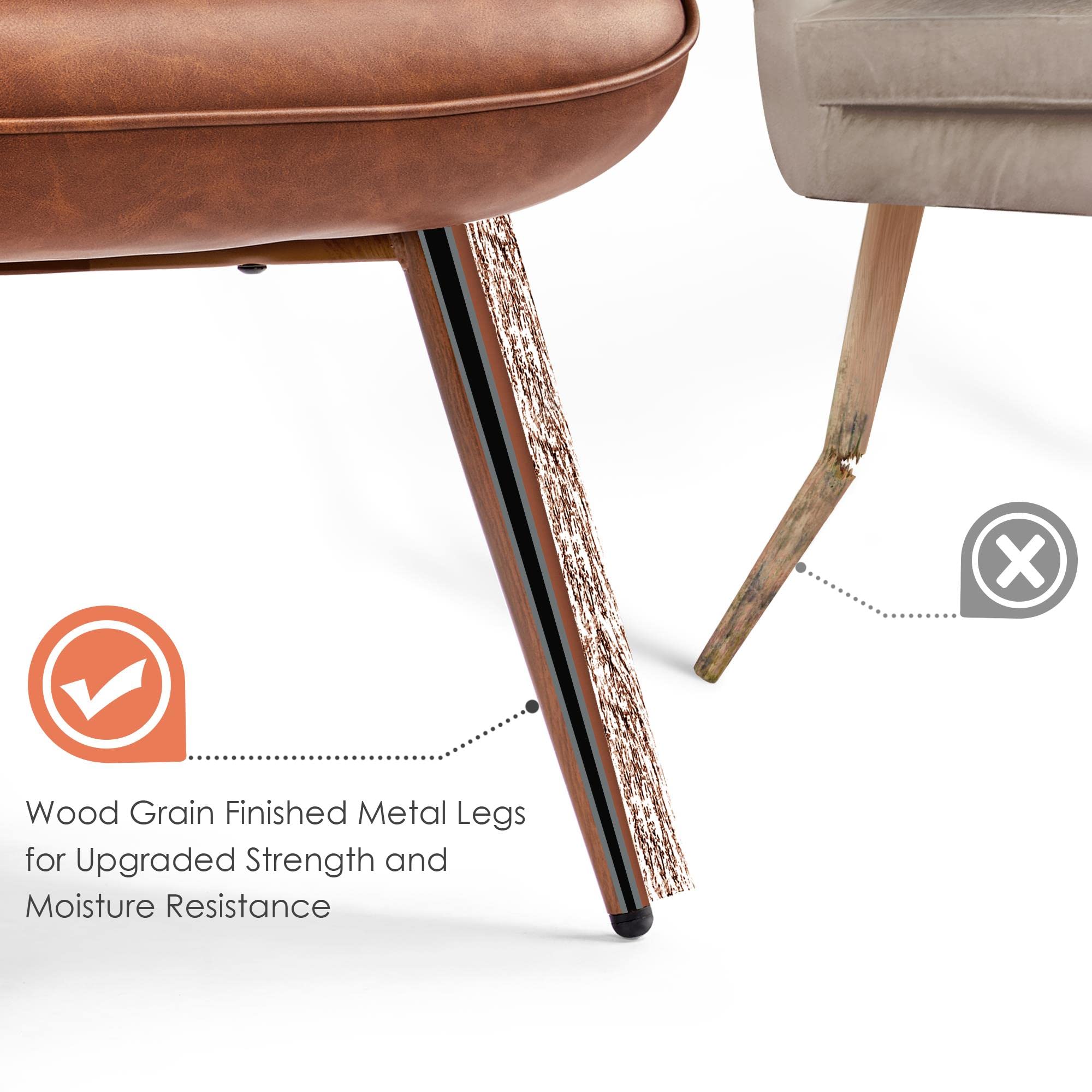 Yaheetech Genuine Leather Accent Chair - Modern Living Room Armchair with Sturdy Metal Legs for Bedroom, Office & Lounge - Comfortable Camel Brown Seating for Relaxing & Decor