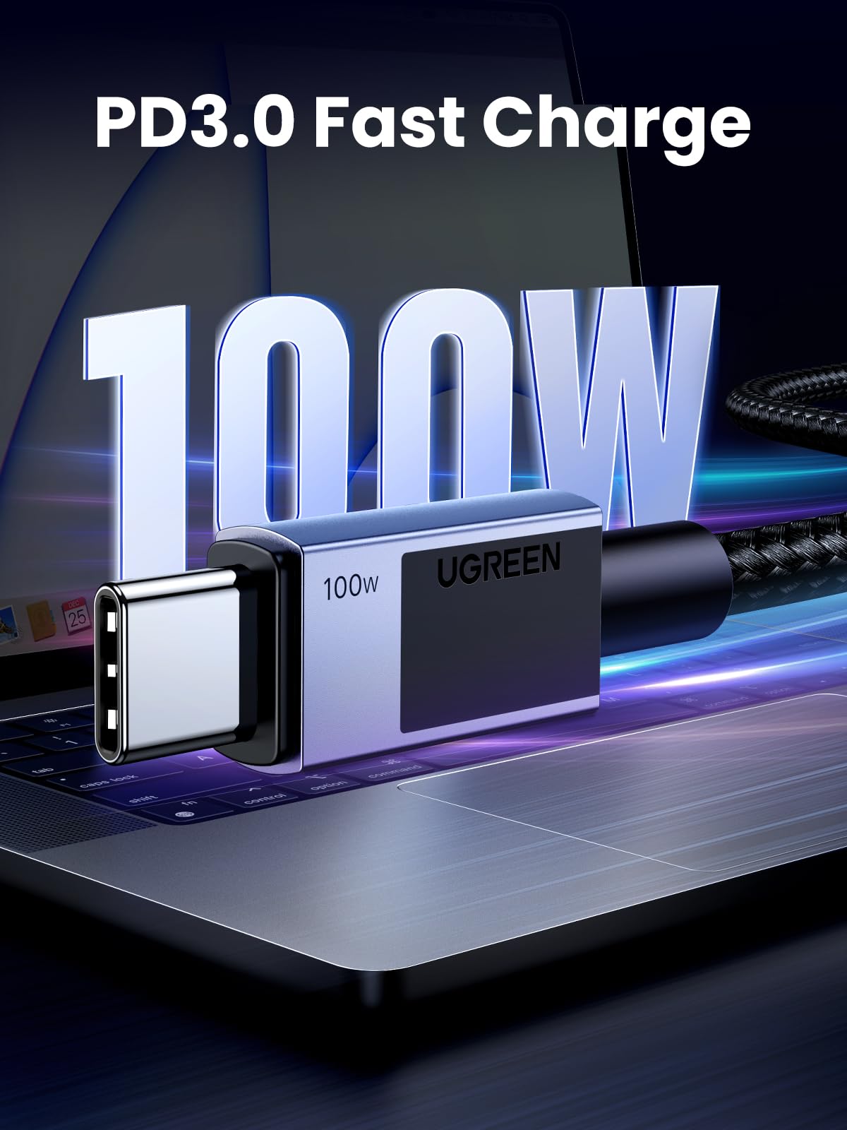 UGREEN USB C to USB C Cable 100W Fast Charging 2 Pack (10ft) - Compatible with iPhone 16/15 Pro Max, MacBook Air, Galaxy S25/S24/S23, iPad - Perfect for Home, Office & Travel Charging