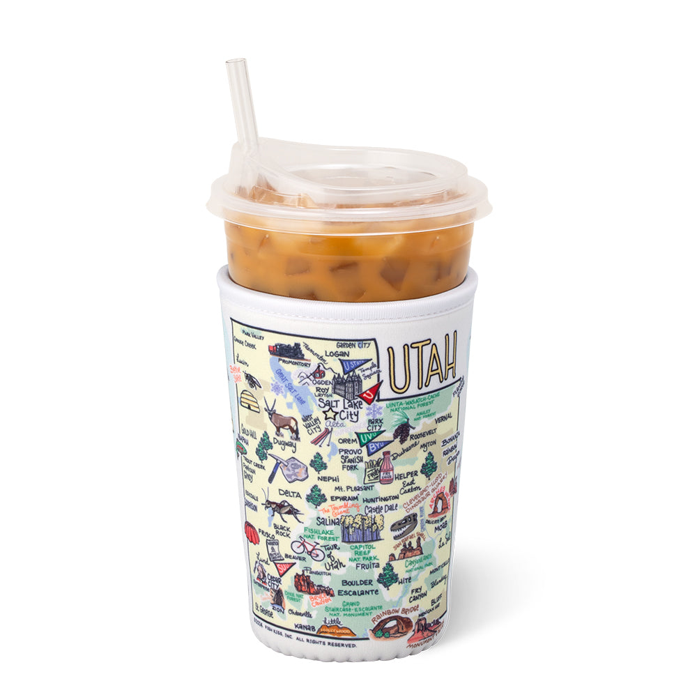Utah Medium Iced Cup Coolie - Insulated Beverage Sleeve for Coffee, Tea & Cold Drinks - Perfect for Road Trips, Camping & Outdoor Adventures