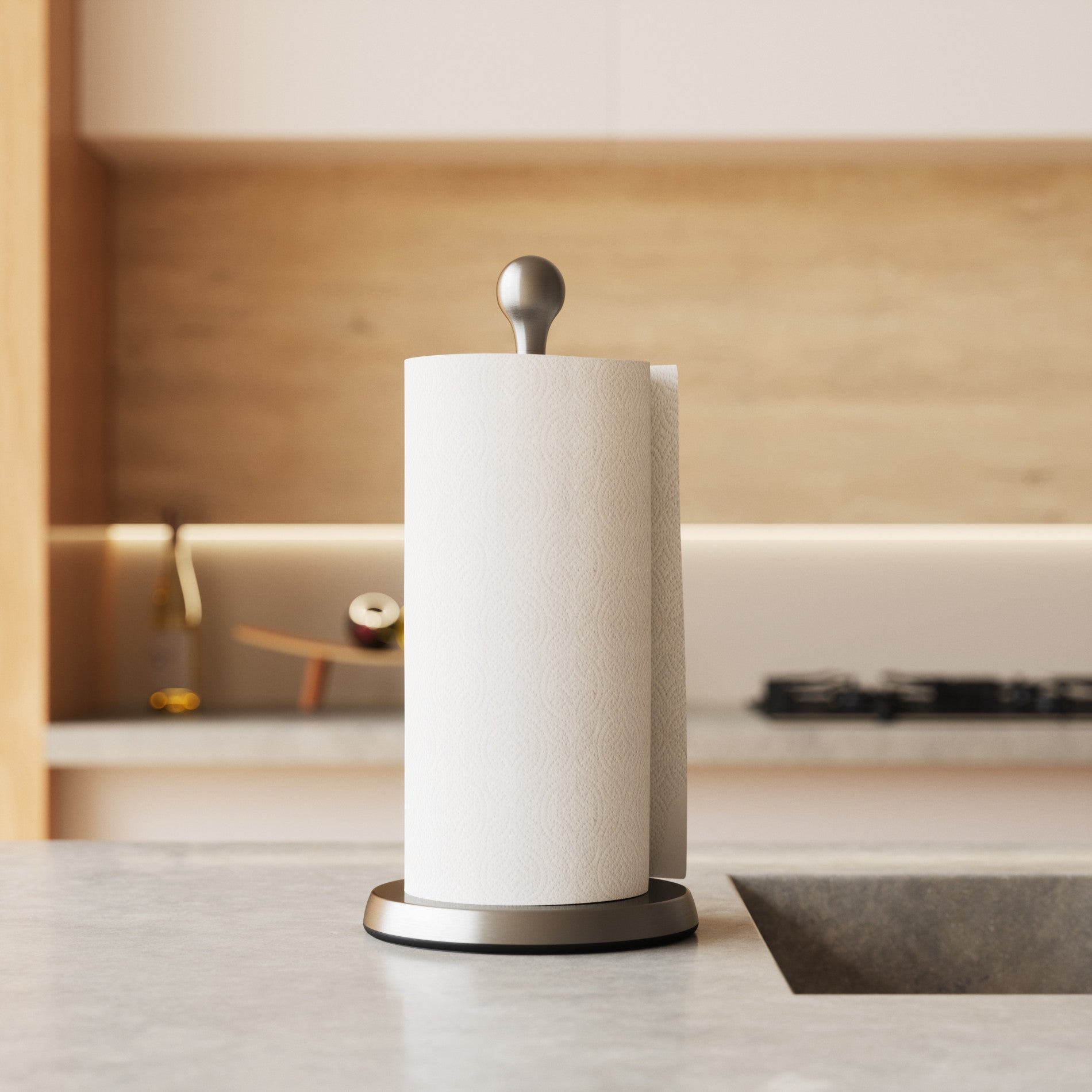 Stainless Steel Teardrop Paper Towel Holder - Wall Mount or Countertop - Perfect for Kitchen, Bathroom & Office Organization