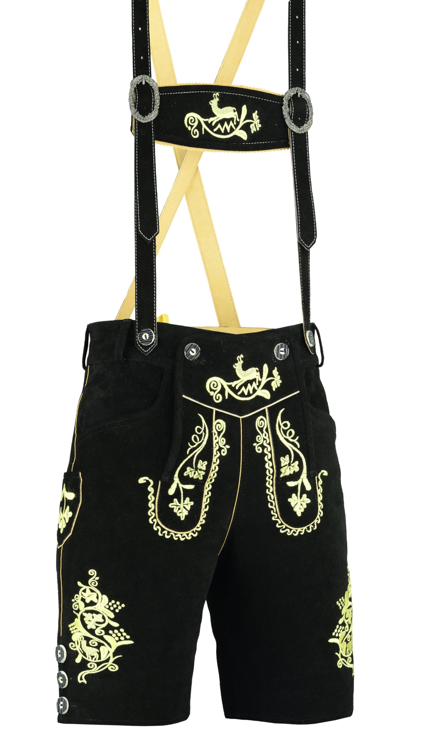 Authentic German Bavarian Lederhosen for Men - Genuine Leather Oktoberfest Shorts with Above-Knee Design | Perfect for Oktoberfest, Beer Festivals, and Bavarian Costume Parties