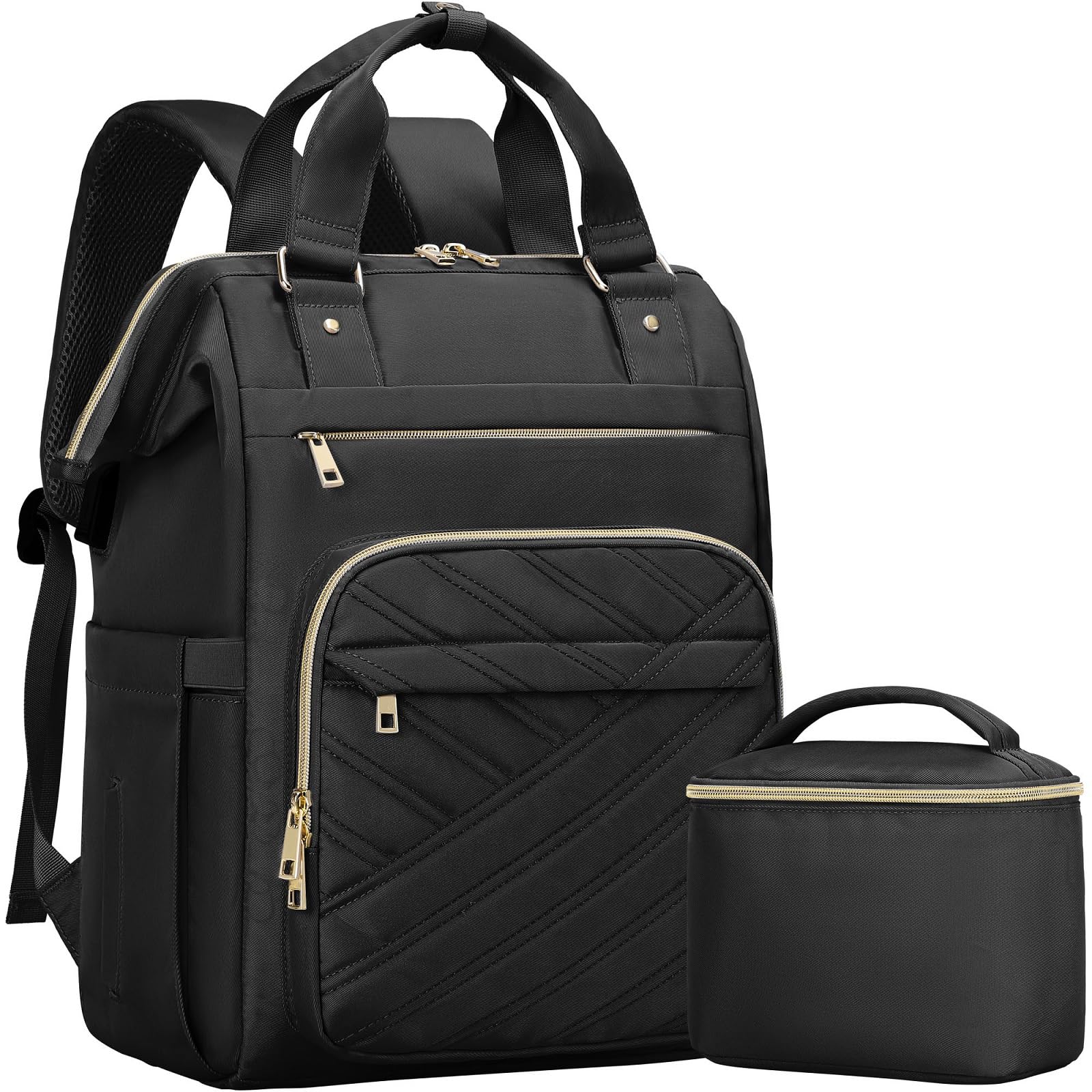 17.3 Inch Women's Laptop Backpack - Stylish Waterproof USB Charging Backpack for College, Work & Travel - Teacher Nurse Daypack Purse with Multiple Pockets (Black) - Perfect for Commuting, Campus & Business Trips
