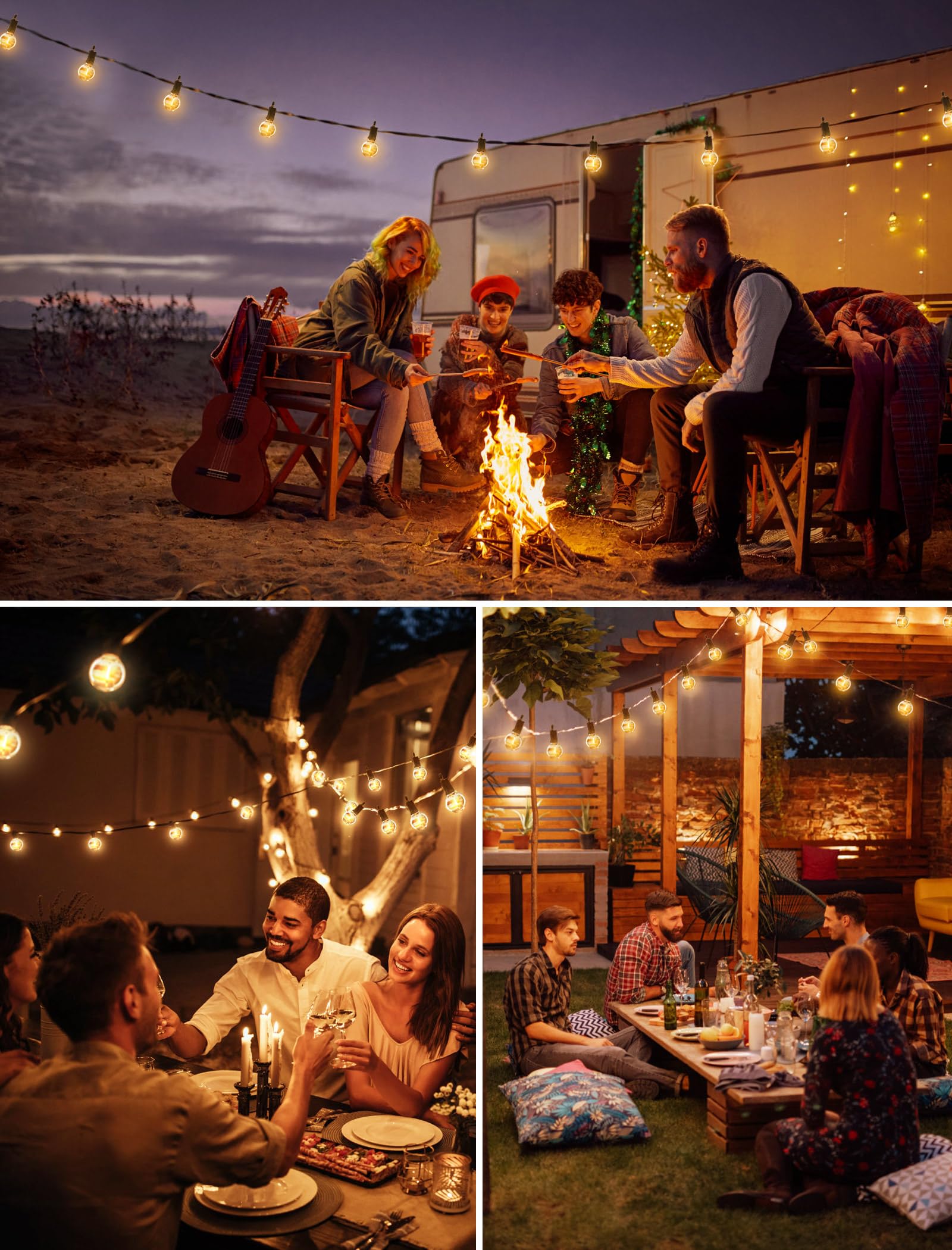 Brightown 30 Ft Outdoor String Lights with 30 Shatterproof G40 LED Bulbs - Waterproof Connectable Commercial Hanging Lights for Backyard, Patio, Porch, Deck, Bistro & Cafe | Perfect for Garden Parties, Weddings & Outdoor Dining