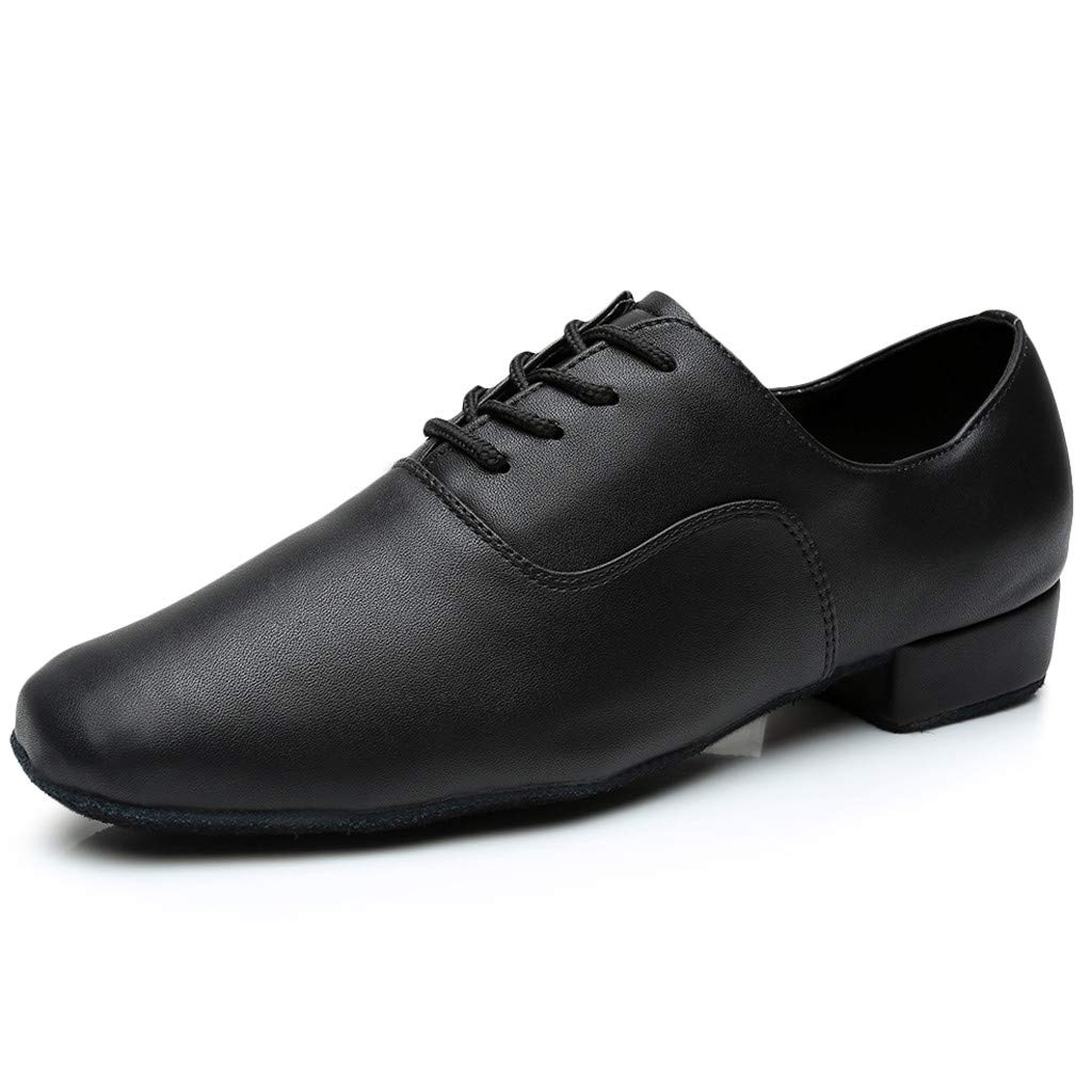 Men's White & Black Leather Dress Shoes - Modern Latin Jazz Ballroom Dance Shoes with Round Toe & Suede Sole - Perfect for Weddings, Parties & Formal Events