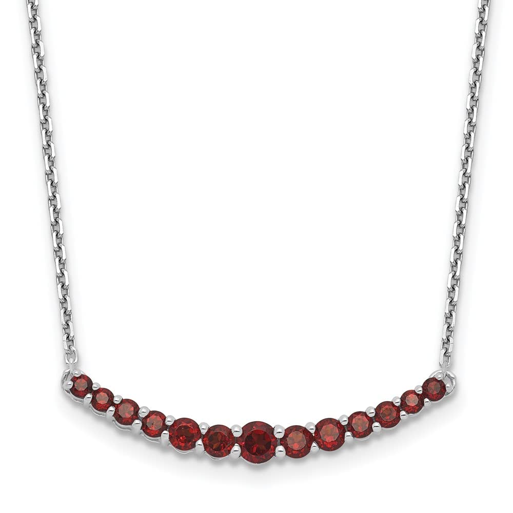 925 Sterling Silver Garnet Pendant Necklace for Women - Elegant Fine Jewelry Gift for Her (18