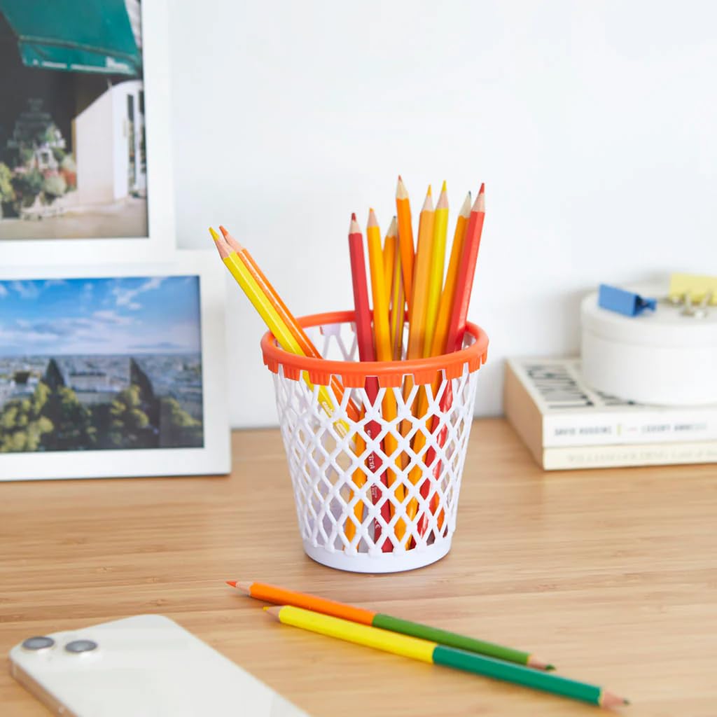 Balvi White Plastic Basketball-Themed Pencil Holder - Perfect for Basketball Fans, School Supplies, and Office Desk Organization