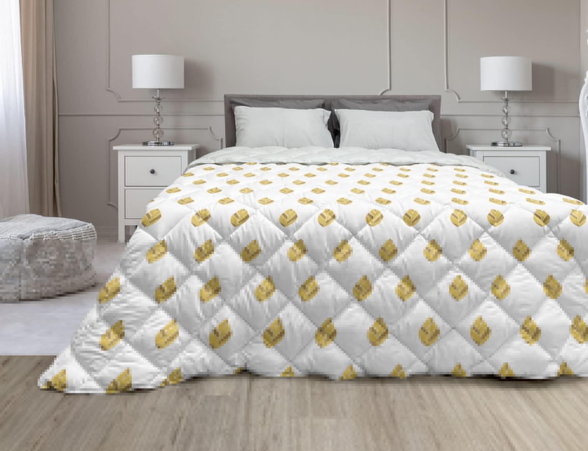 Ambesonne Fall Down Alternative Comforter - Minimalist Botanical Leaf Design in Autumn Colors | All-Season Microfiber Quilt | Twin XL Size (White & Pale Coffee) | Perfect for Cozy Bedrooms & Guest Rooms