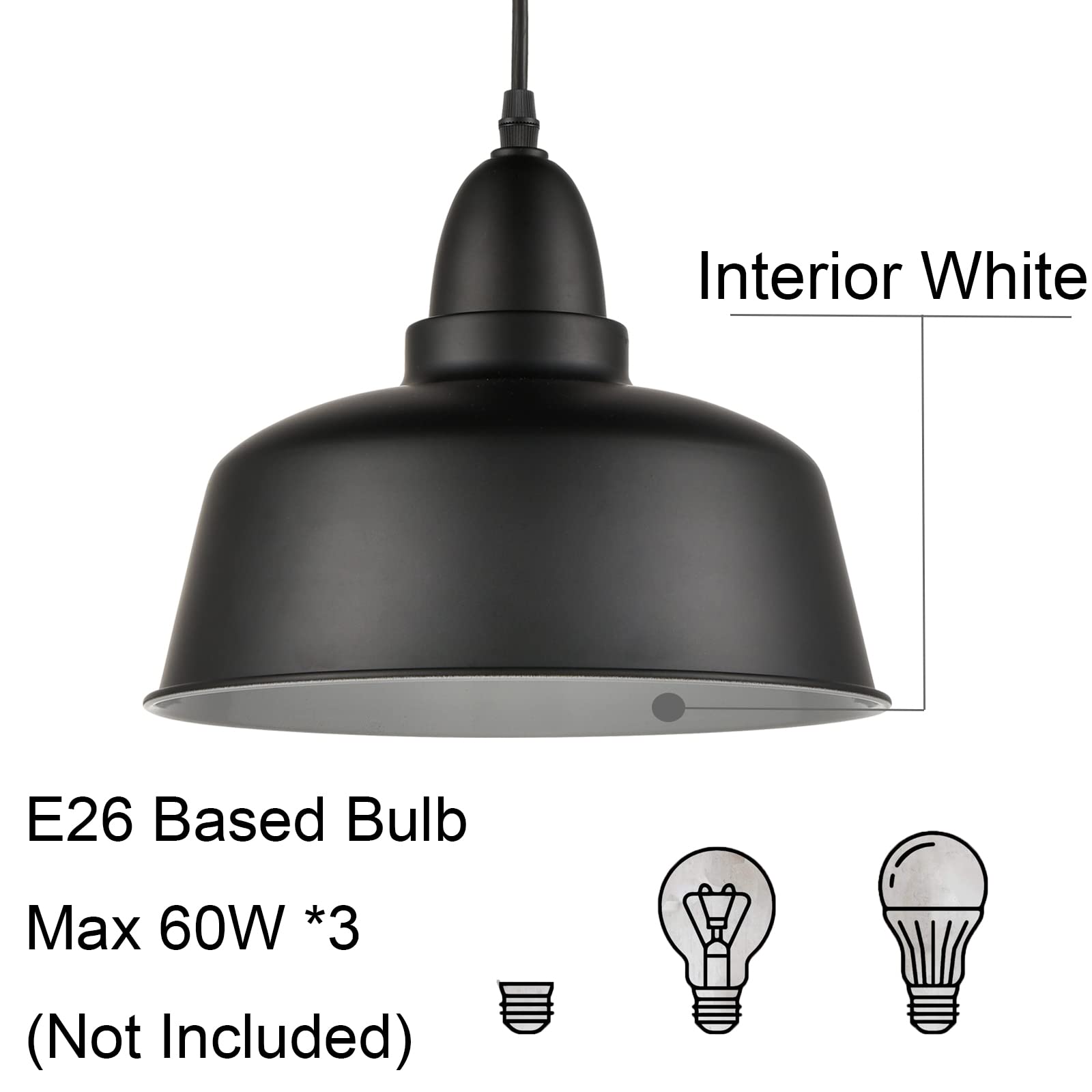 3 Pack Matte Black Industrial Pendant Lights for Kitchen Island - Modern Hanging Fixtures for Dining Room, Bar Counter & Home Decor