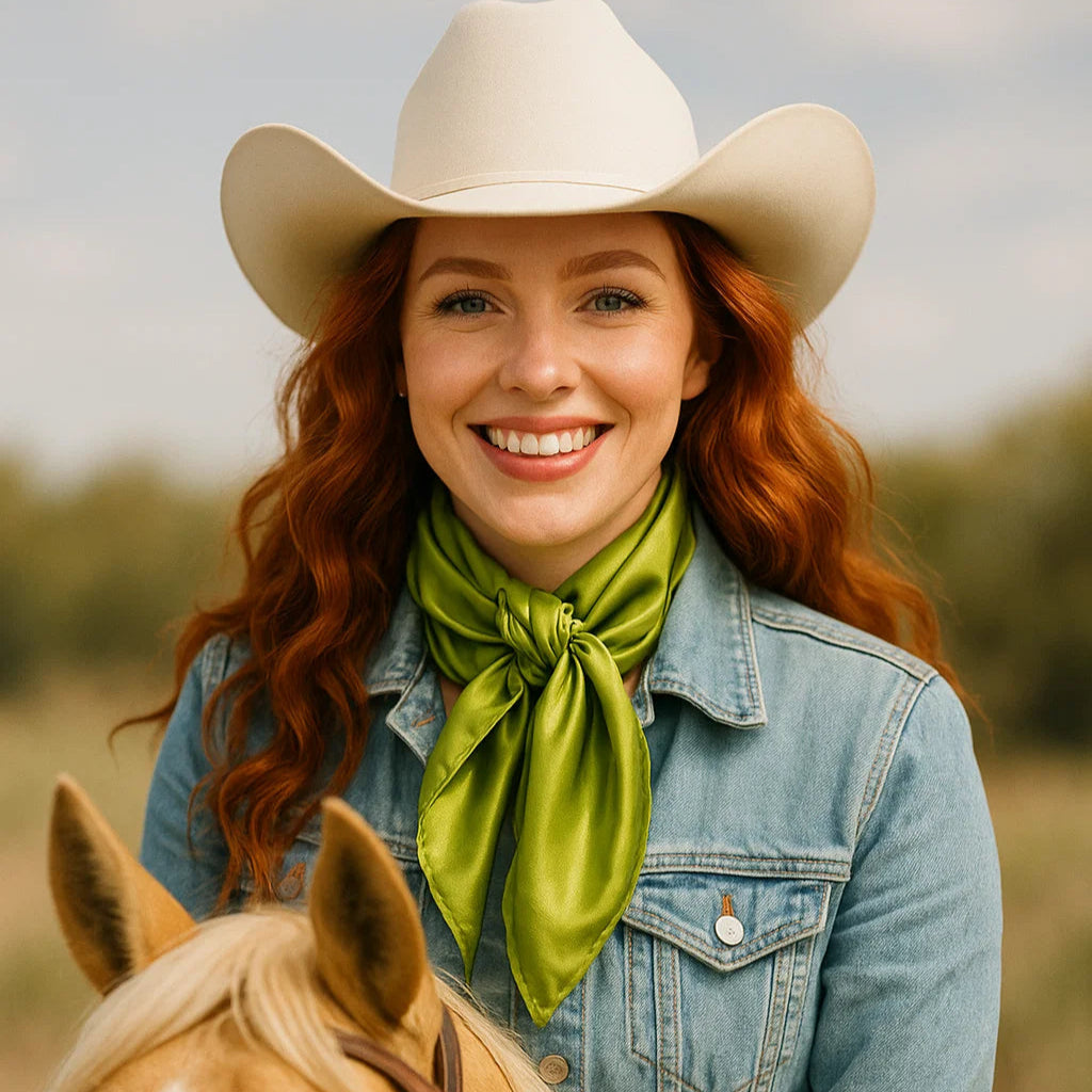 35X35 Solid Light Green Wild Rag Scarf WRS22 - Perfect for Western Fashion, Outdoor Adventures & Cowboy Style Accessories