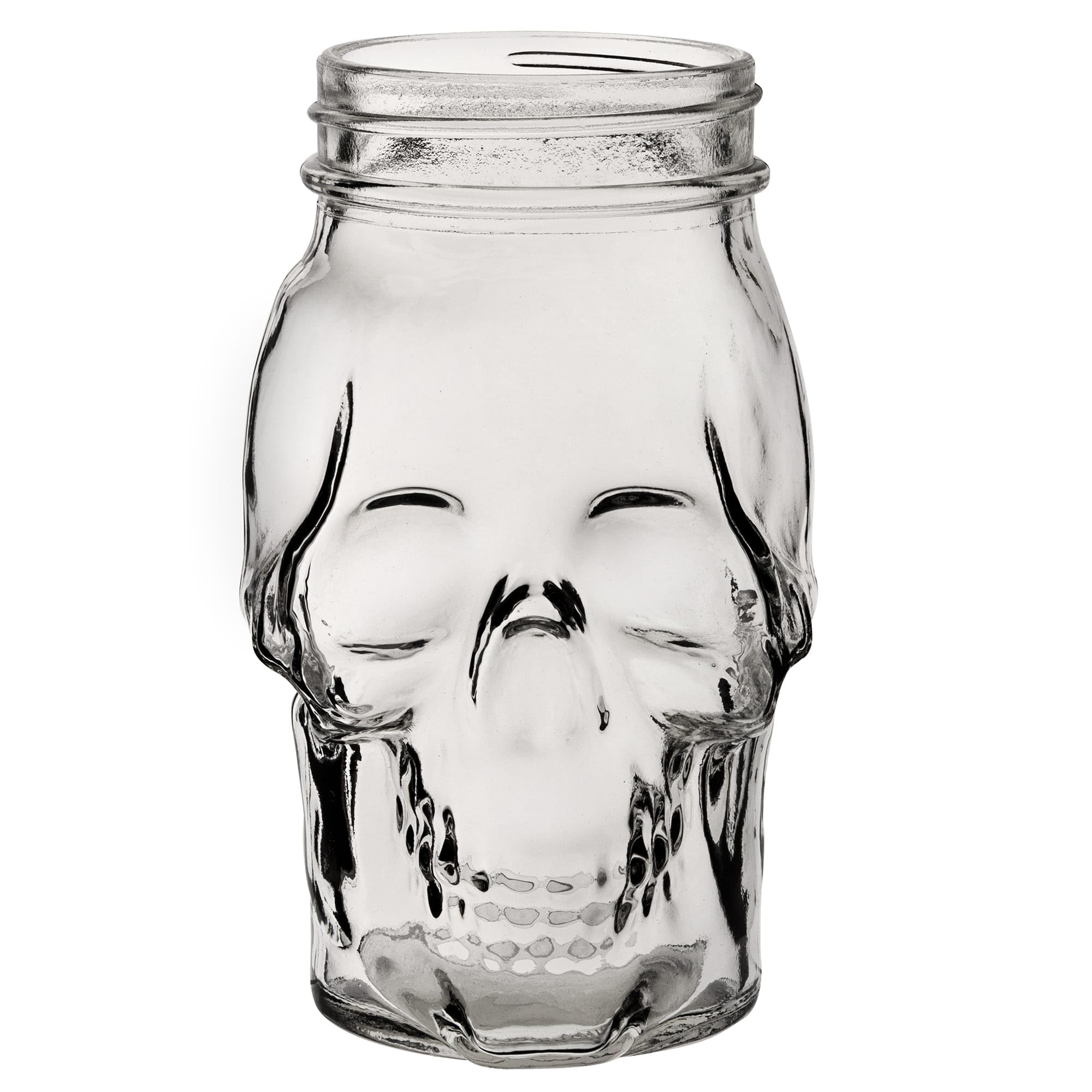 Hospitality Brands HG98007-012 Clear 17.5oz Skull Jar - Pack of 12 | Perfect for Halloween Party Decor, Candy Storage & Themed Bar Glasses