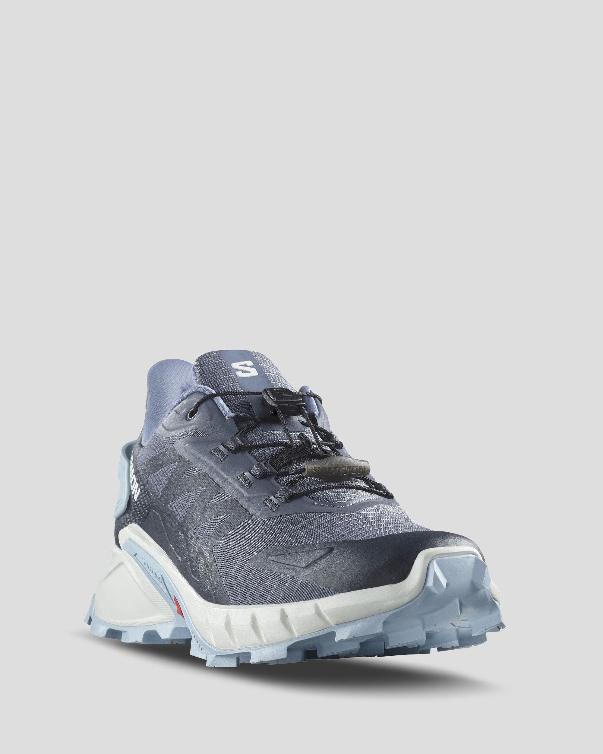Salomon Supercross 4 Women's Trail Running Shoes - Lightweight & Durable for Hiking, Jogging & Outdoor Adventures (Gray/White/Blue) - Perfect for Trail Running, Fitness Training & Mountain Climbing