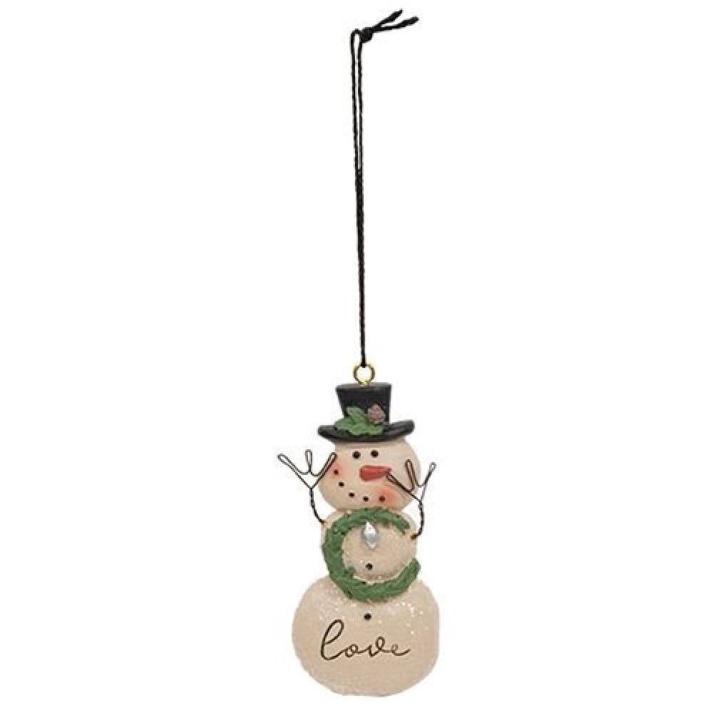 Handmade Resin Snowman with Wreath Christmas Ornament - Perfect for Holiday Tree Decor, Gift Giving & Winter Home Decoration