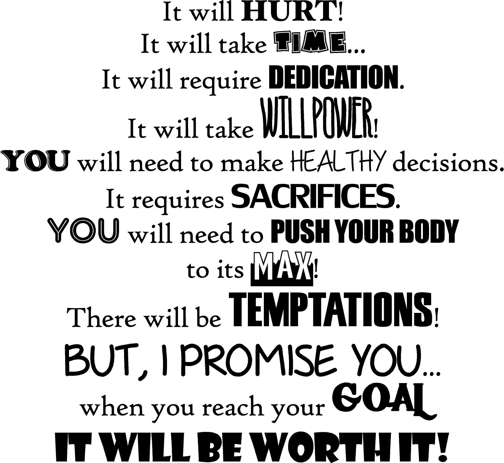 Fitness Goals - It Will Hurt Vinyl Wall Decal - Large Black Motivational Gym Wall Art for Home & Office Workout Room Decor