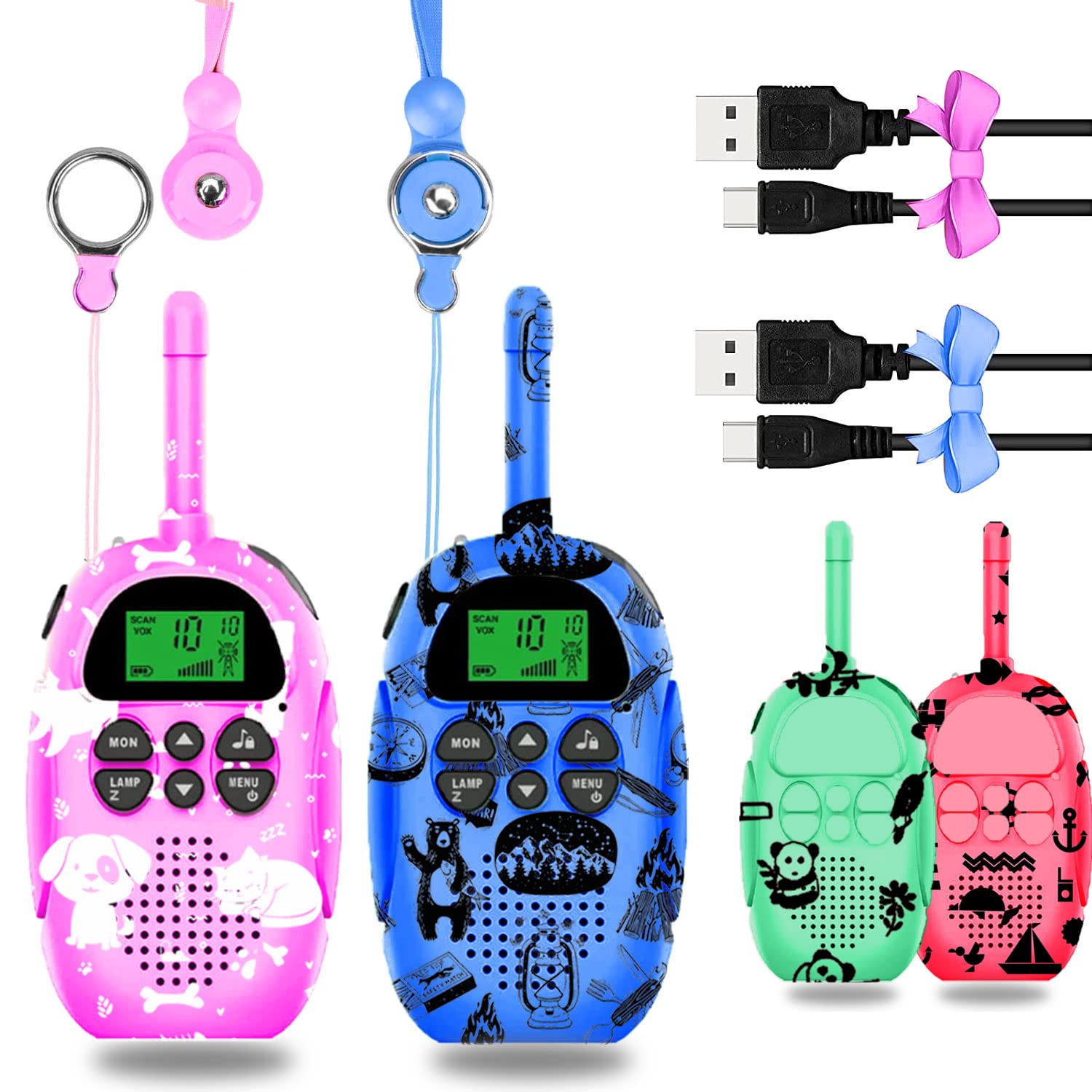 USA-Designed KidzAdventure Rechargeable Walkie Talkies for Kids (2 Pack) - 48 Hours Battery Life, 3 Miles Range, 22 Channels, 2-Way Radio with Voice Activation - Perfect for Hiking, Camping, Outdoor Adventures & Kids Play Ages 5-10 | Ideal Birthday Gift & Family Communication Tool