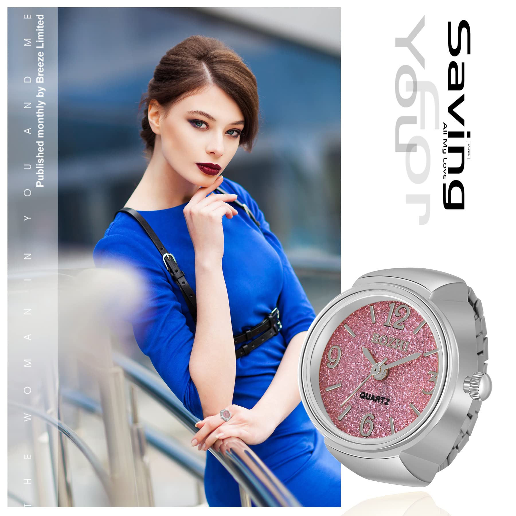 Lancardo Stylish Analog Quartz Ring Watch for Women & Men - Arabic Numerals Dial, Elastic Band, Bling Design - Perfect for Parties, Gifts, and Fashion Accessories