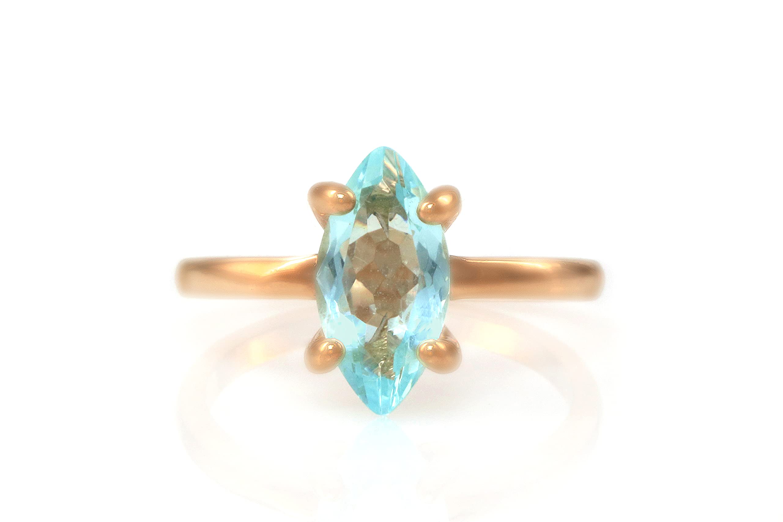 Exquisite 14k Gold Marquise Topaz Rings for Women - Elegant Birthstone Jewelry Gift with Velvet Jewelry Box | Perfect for Anniversaries, Birthdays & Special Occasions