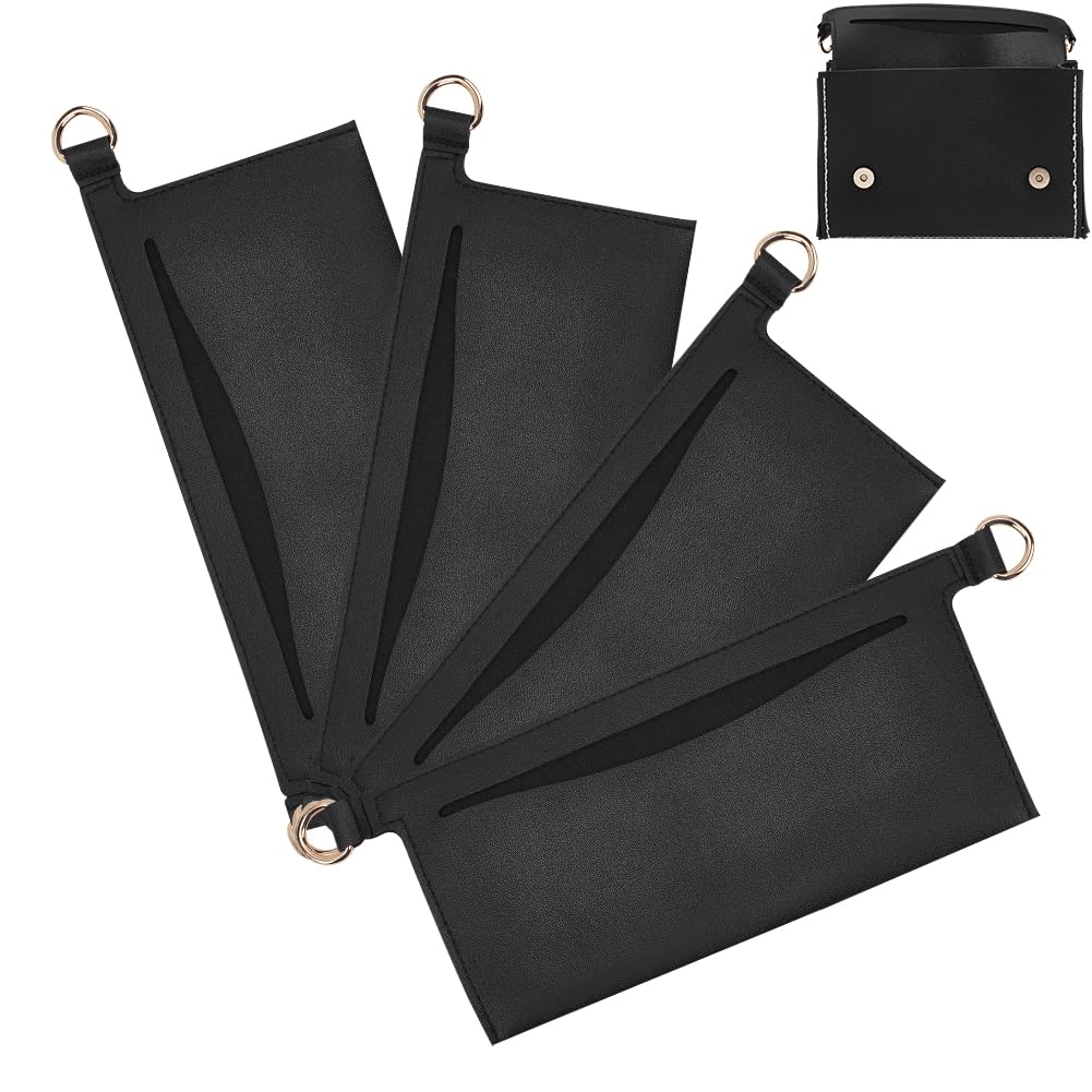 WADORN 4Pcs Leather Wallet Organizer Insert for LV Emily & Sarah Bag - Purse Crossbody Conversion Kit with D Rings (Black, 17x6.8cm) | Perfect for Travel, Daily Use & Designer Bag Organization
