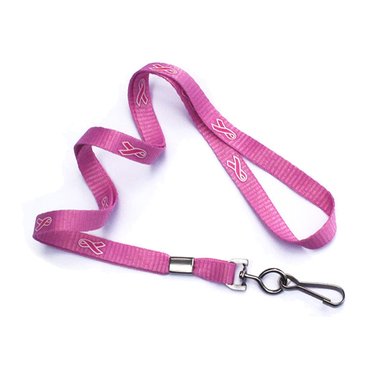 100 Pack Breast Cancer Awareness Lanyards with Swivel Hook - Pink Ribbon Print ID Badge Holder Neck Strap for Office Keys, Keychains & Work Badges | Bulk ID Lanyards for Schools, Hospitals, Conventions & Corporate Events