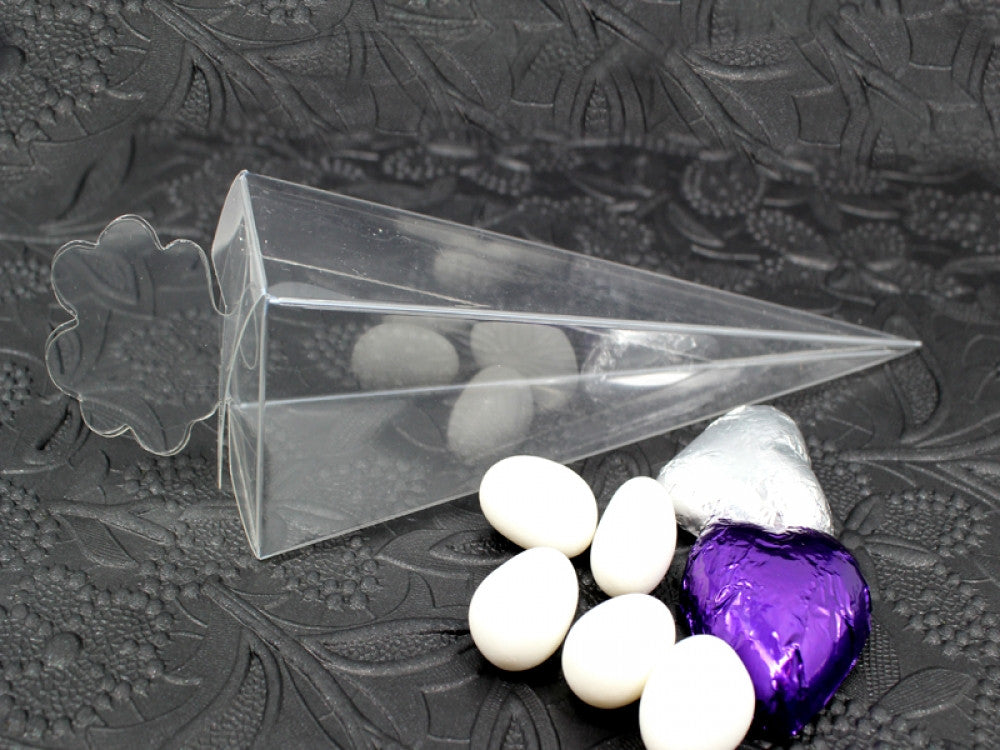 100 Pack Clear Pyramid Triangle Small Gift Boxes for Jewelry, Candy, Chocolate & Soap - Perfect for Party Favors, Wedding Bomboniere & Special Occasions