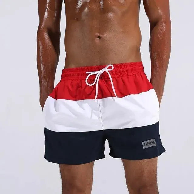 Stylish Printed Patchwork Men's Beach Shorts - Comfortable Swim Trunks for Summer Vacation & Pool Party