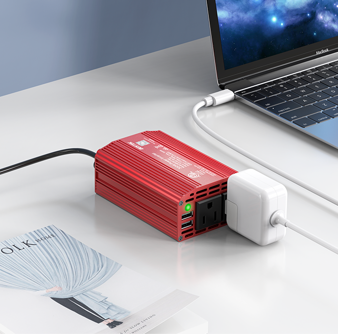 Bestek 300W Power Inverter DC 12V to 110V AC Car Charger with 4.2A Dual USB Ports - Perfect for Road Trips, Camping & Charging Laptops in Vehicles