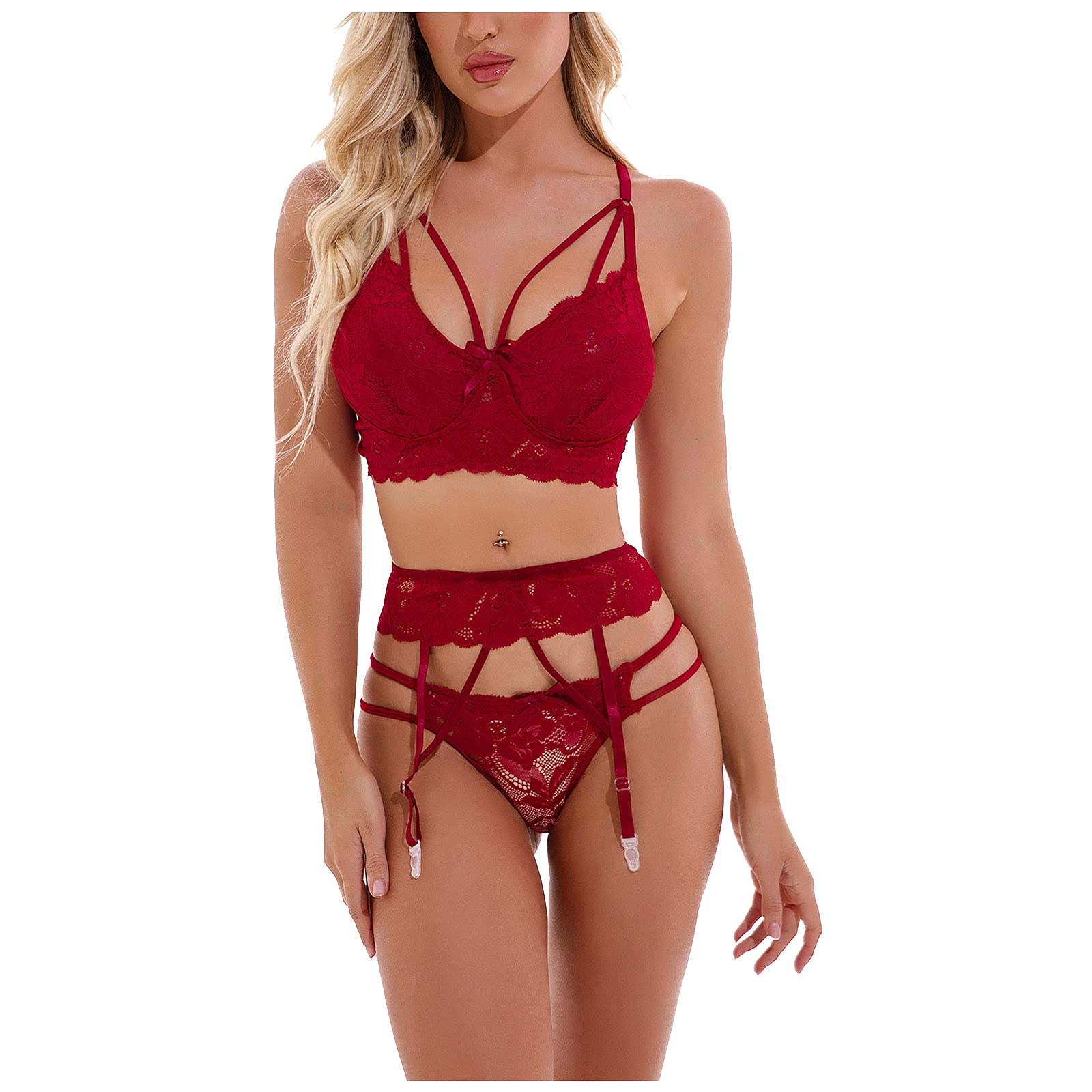 Sexy Lace Bra and Garter Set for Women - Sheer Lingerie Intimates for Date Night and Special Occasions