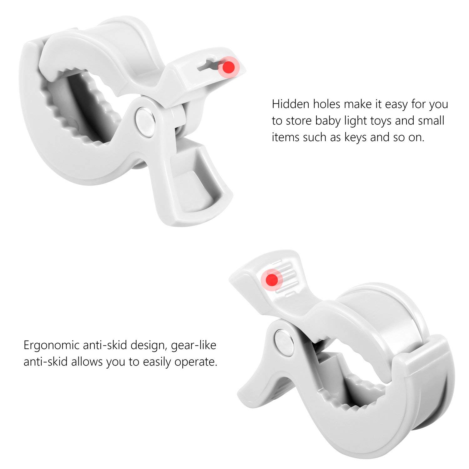 4-Pack Stroller Hooks & Clips for Muslin Blanket, Sun Shade & Toy Holder - Secure Baby Canopy Cover, Car Seat Accessories - Protect from Sun, Wind & Insects (Pink) | Ideal for Strollers, Prams & Baby Carriers