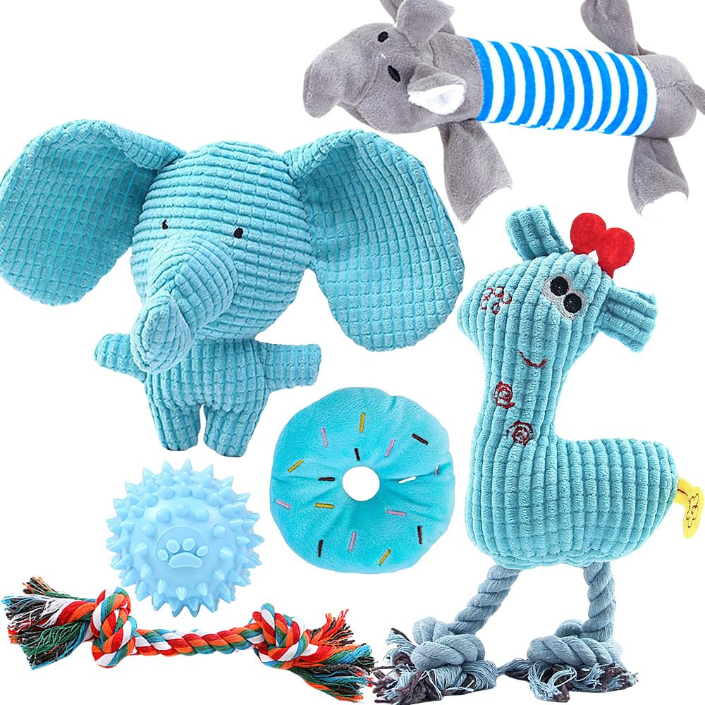 Speedy Panther 6Pcs Dog Chew Toys for Small & Medium Dogs - Puppy Teething Toys for 8+ Weeks, Durable Plush Dog Toy Set | Perfect for Indoor Play, Training Rewards & Anxiety Relief