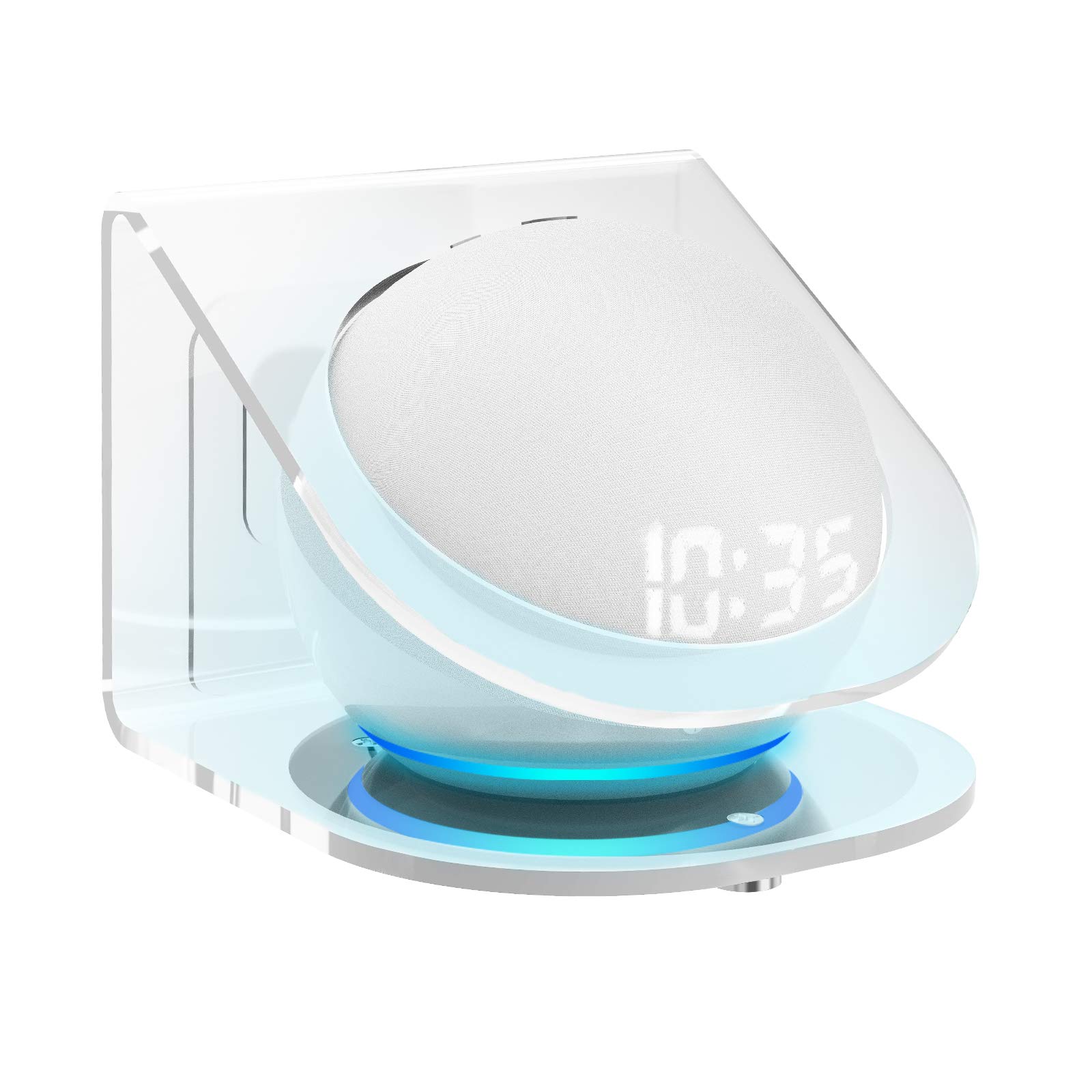 Geekria Clear Acrylic Wall Mount for Echo Dot 4th Gen with LED Clock - Stable Holder Stand for Alexa Smart Speaker | Perfect for Bedroom, Kitchen & Office Use