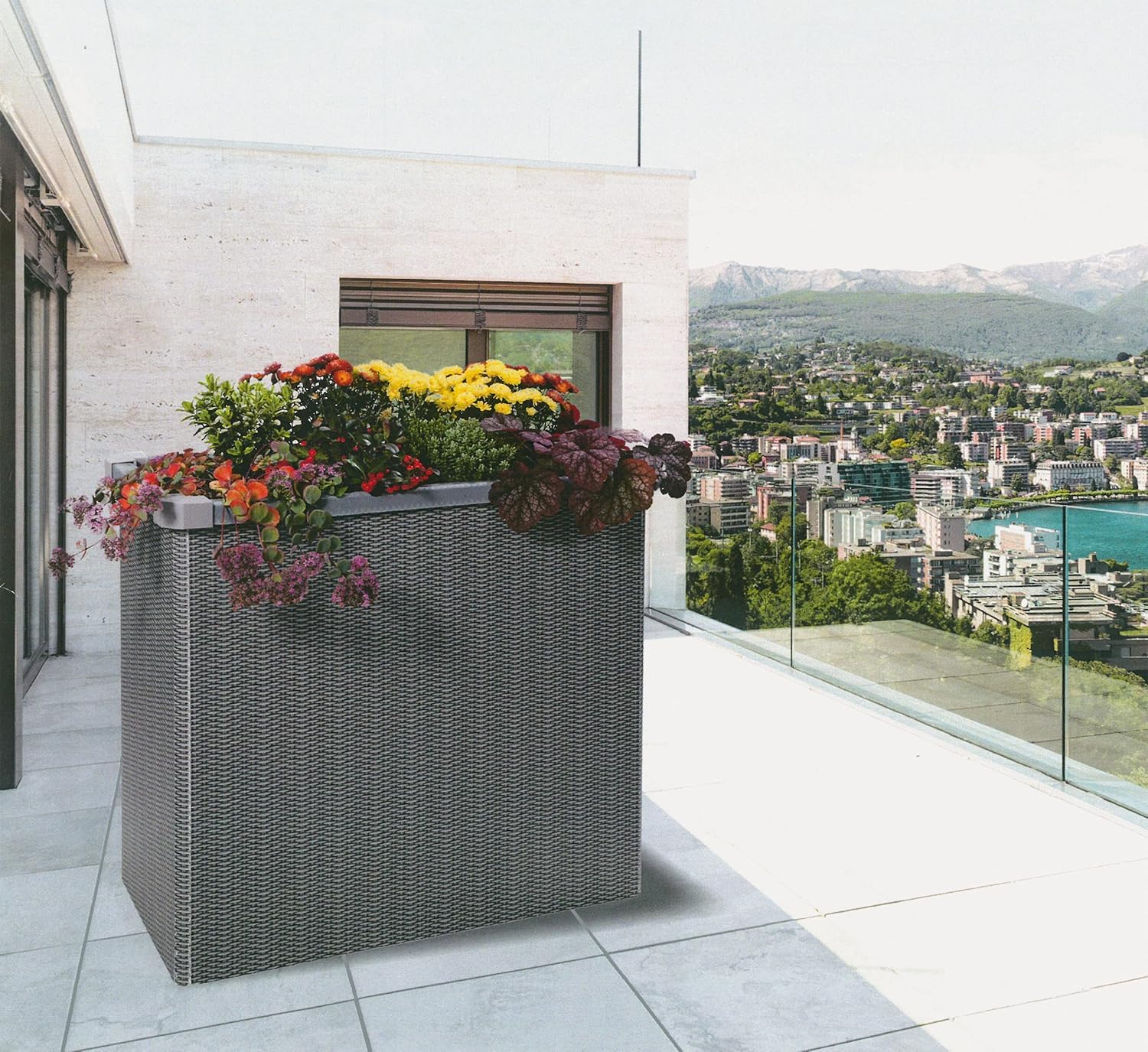 JUWEL Easy Garden Balcony & Patio Raised Bed - Foldable Birch Wood Planter Box with Quick Assembly | Large Capacity Snail-Proof Design | Perfect for Small Space Gardening, Urban Balconies & Outdoor Decoration