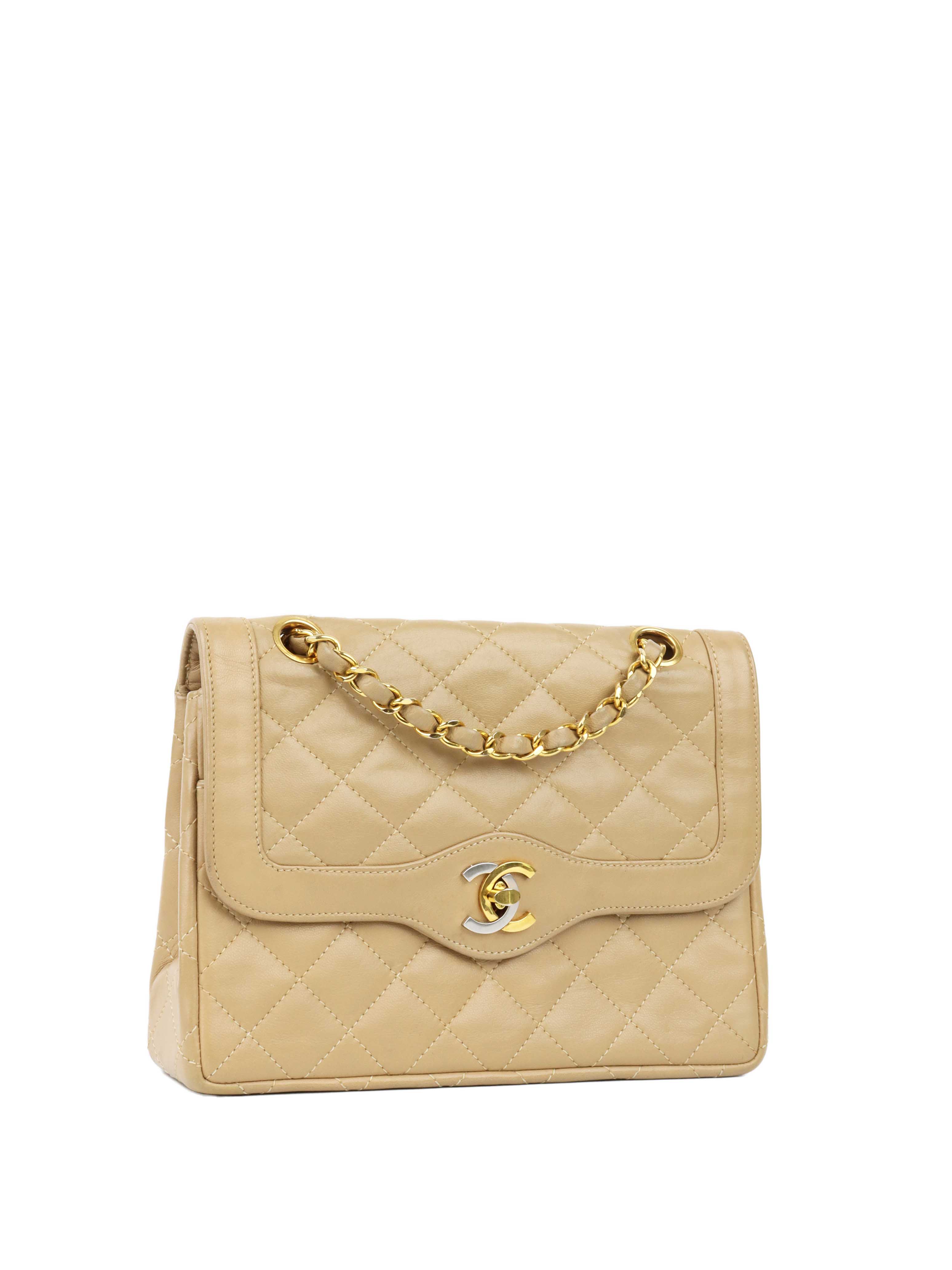 Vintage Chanel Two-Tone Beige Flap Bag - Classic Luxury Handbag for Women | Perfect for Evening Events, Date Nights & Special Occasions