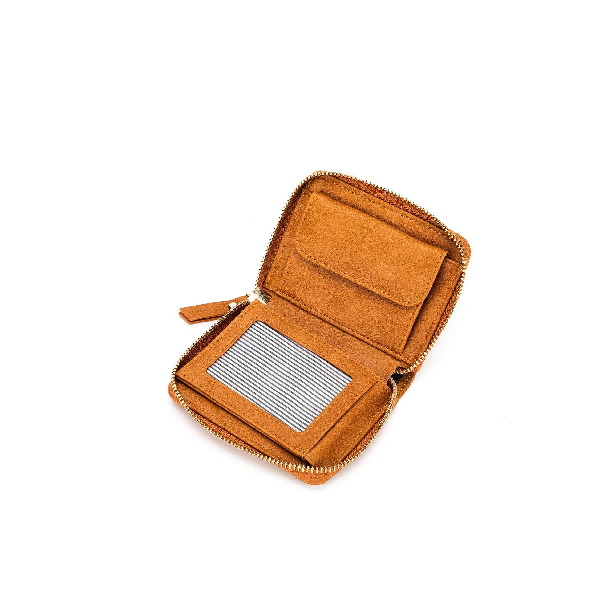 Rebel Tan Studded Mini Wallet for Women - Stylish & Compact Leather Card Holder - Perfect for Parties, Travel & Everyday Use