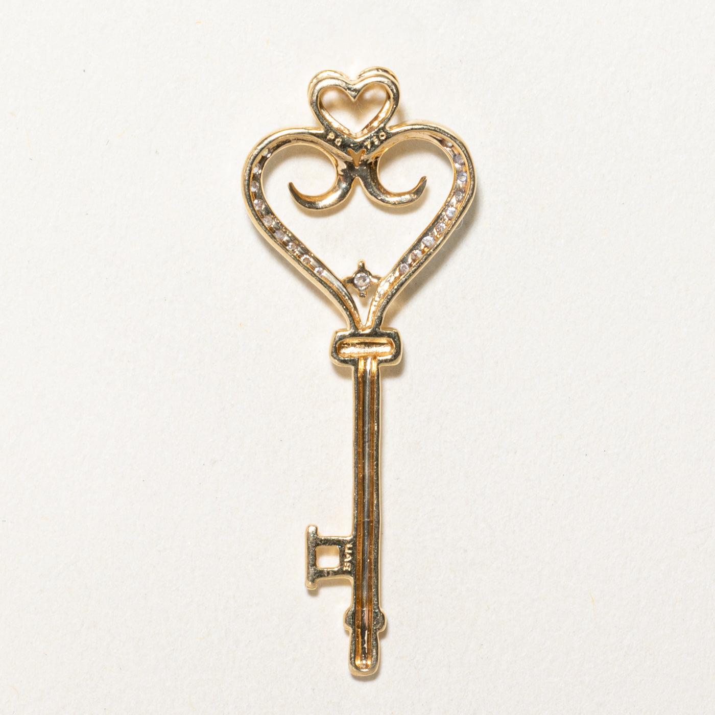 0.10ctw Diamond Heart Key Pendant Necklace - Elegant Jewelry Gift for Women, Perfect for Valentine's Day, Anniversary & Special Occasions