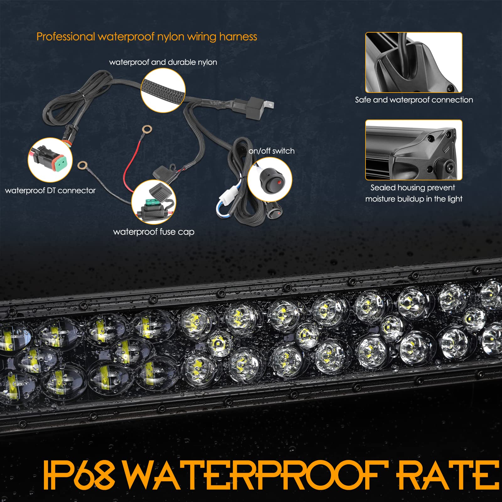 40 Inch 475W LED Light Bar with Wiring Harness - Nirider Black Series Spot Flood Combo Beam, Waterproof Off-Road Driving Light for Trucks, ATV, UTV, SXS, RZR, Wrangler - Perfect for Night Off-Roading, Work Sites & Emergency Lighting